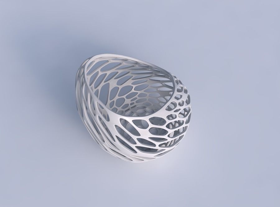 Bowl skewed and twisted with twisted organic lattice 3D print model_1