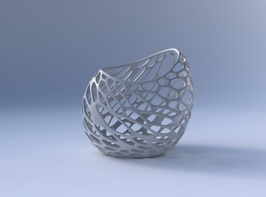Bowl skewed and twisted with twisted organic lattice 3D print model_4