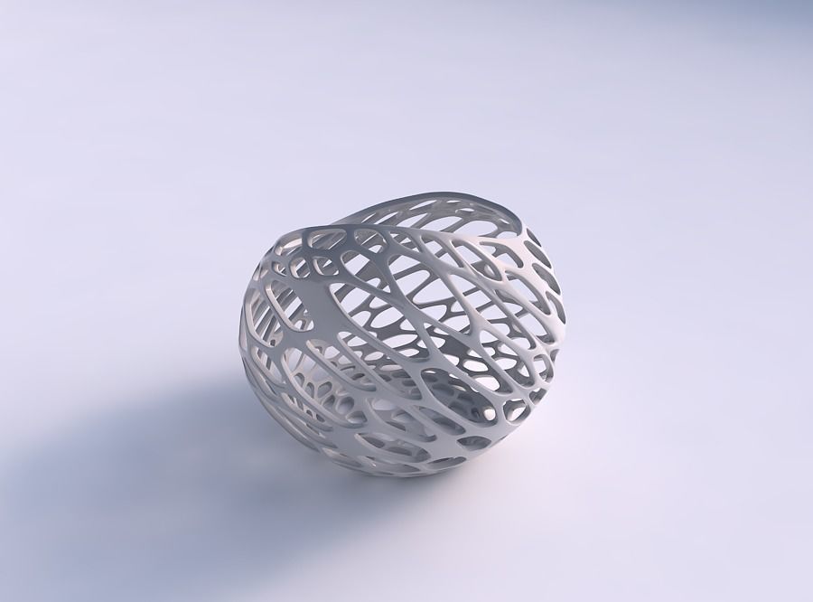 Bowl skewed and twisted with twisted organic lattice 3D print model_0