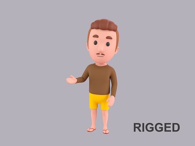 Cartoon Male Character Rigged 048 3D model