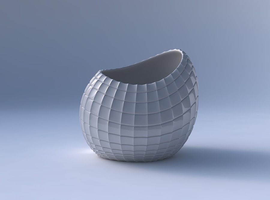 Bowl skewed and twisted with strange tiles 3D print model_4