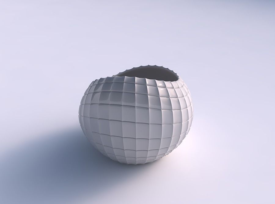 Bowl skewed and twisted with strange tiles 3D print model_0