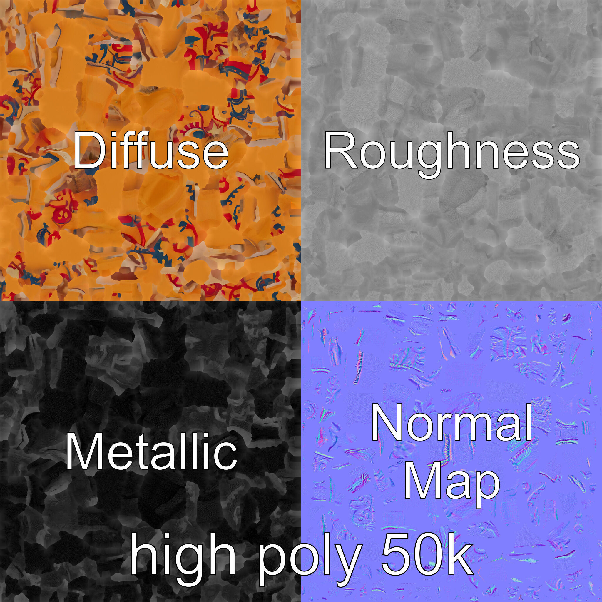 Medieval Tapestry Fragment Textures model pack Low-poly 3D model_3