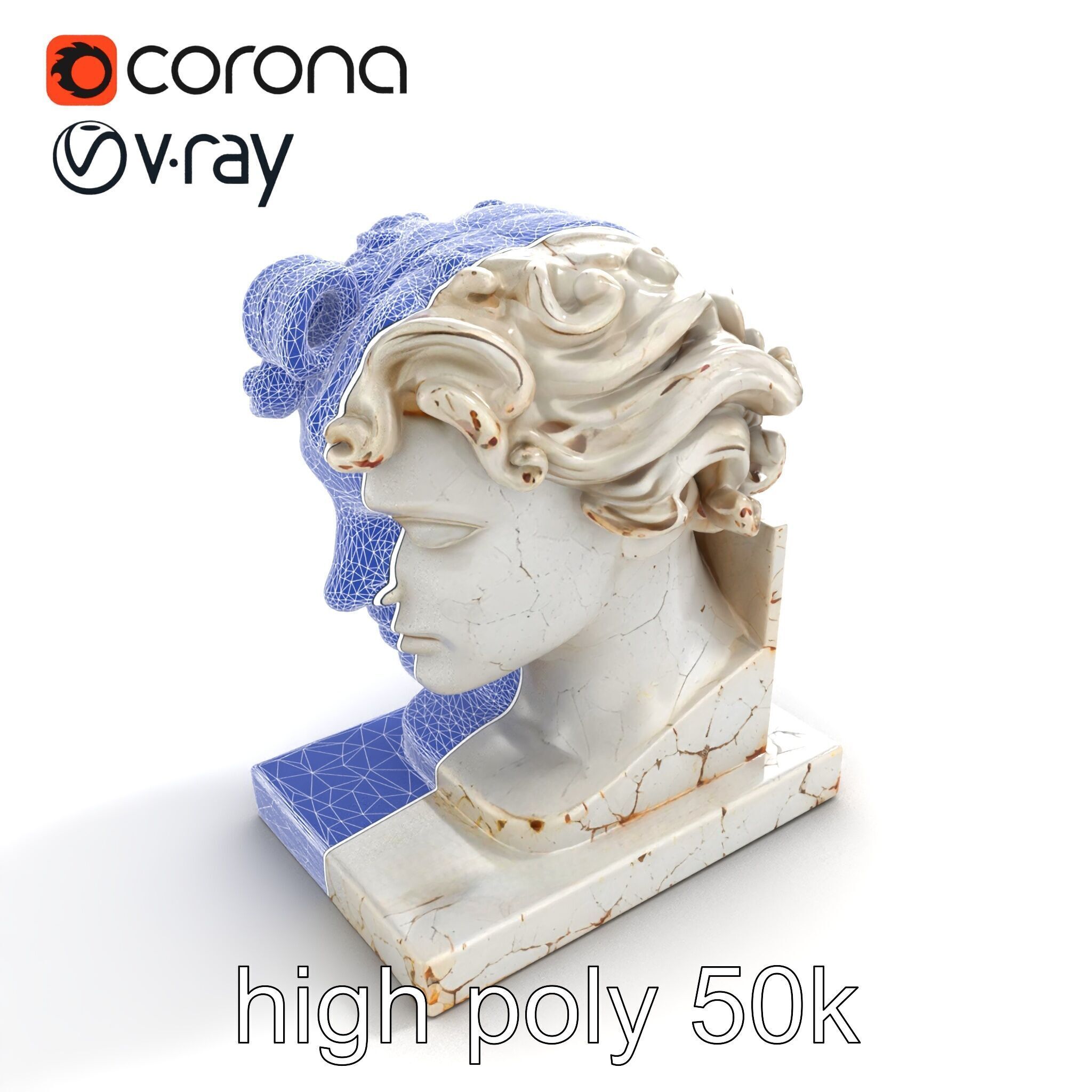 Ancient Greek Marble Bust model pack Low-poly 3D model_18