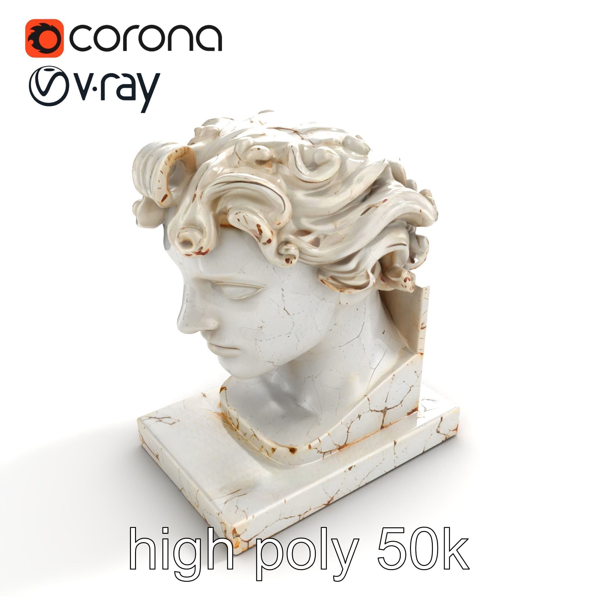 Ancient Greek Marble Bust model pack Low-poly 3D model_11