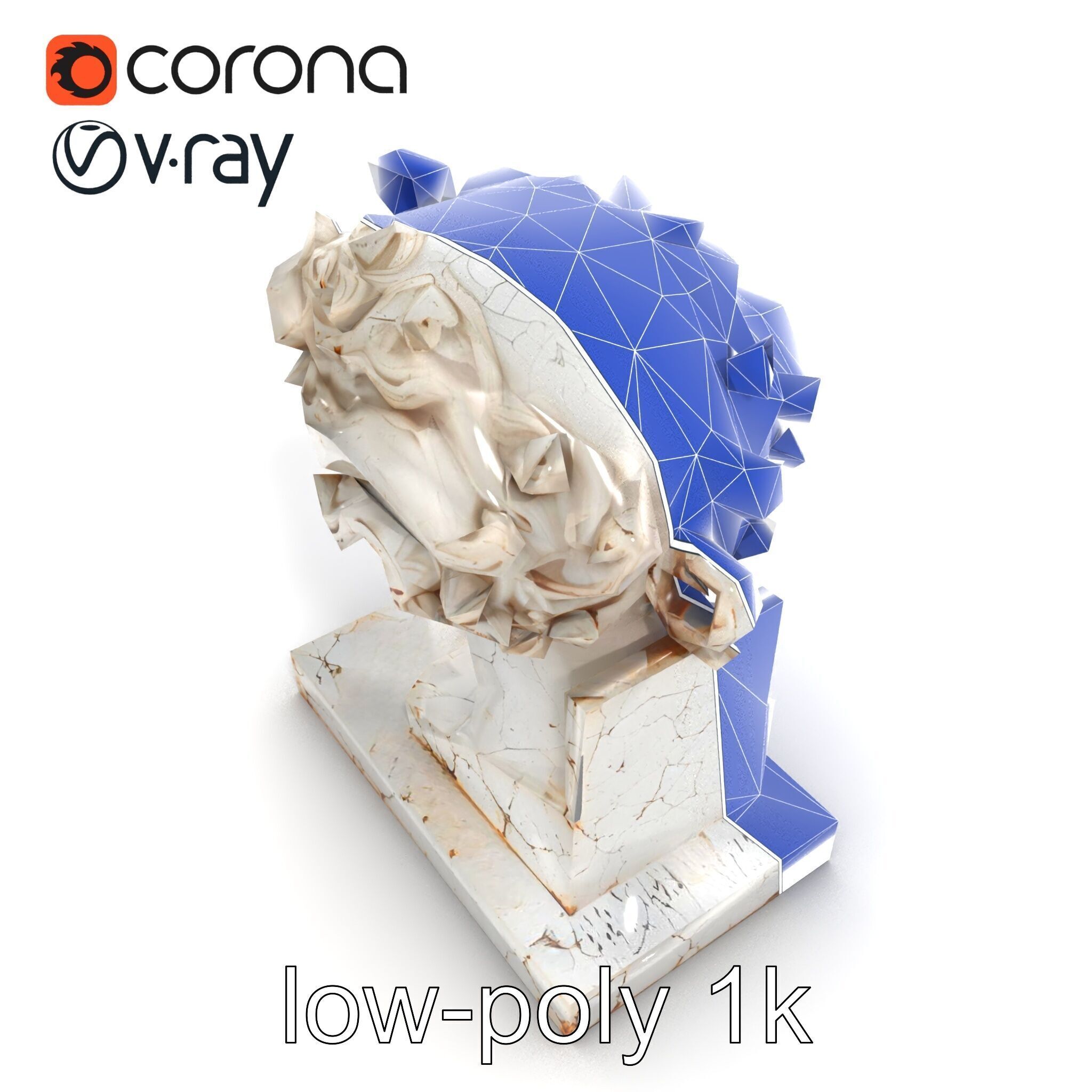 Ancient Greek Marble Bust model pack Low-poly 3D model_31