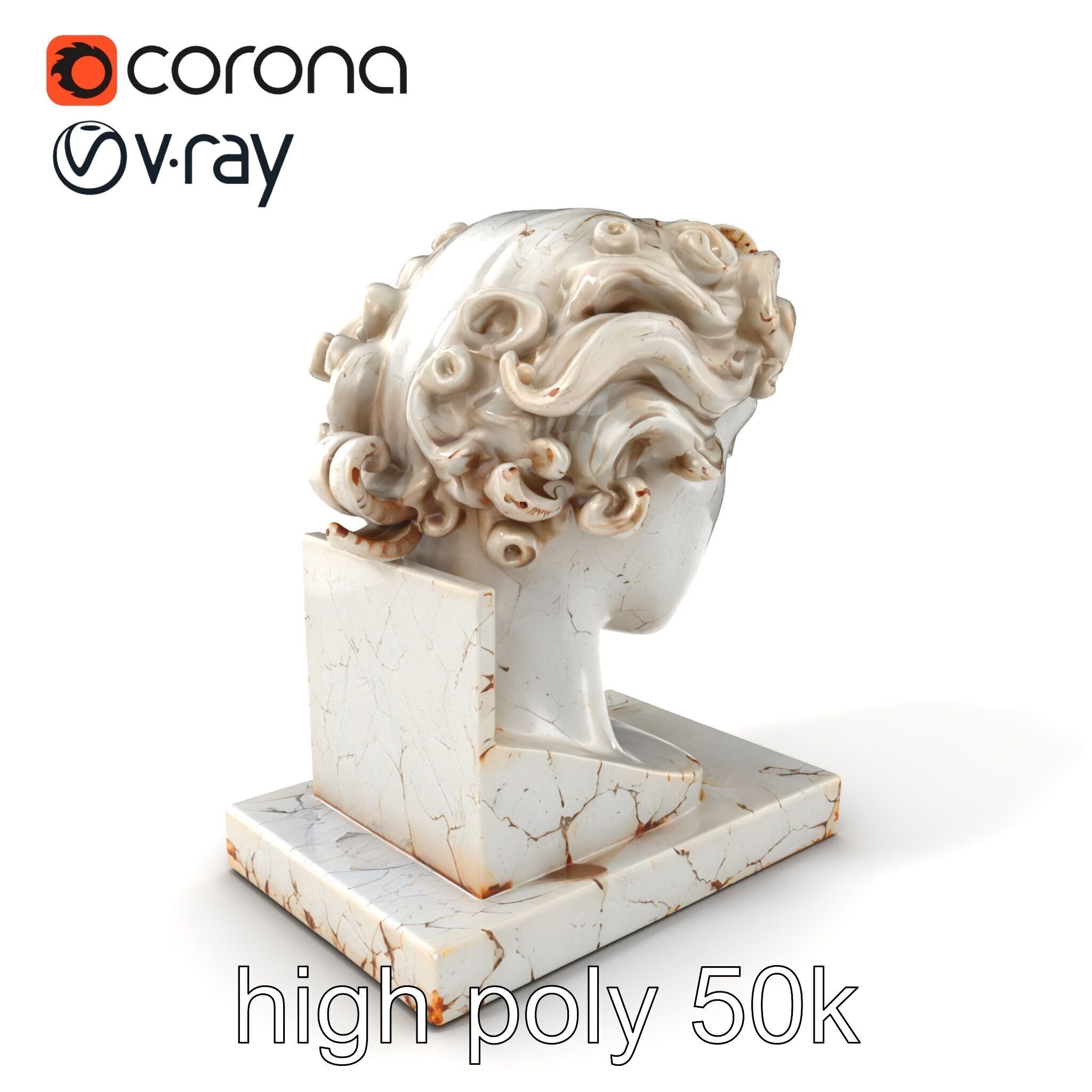 Ancient Greek Marble Bust model pack Low-poly 3D model_2