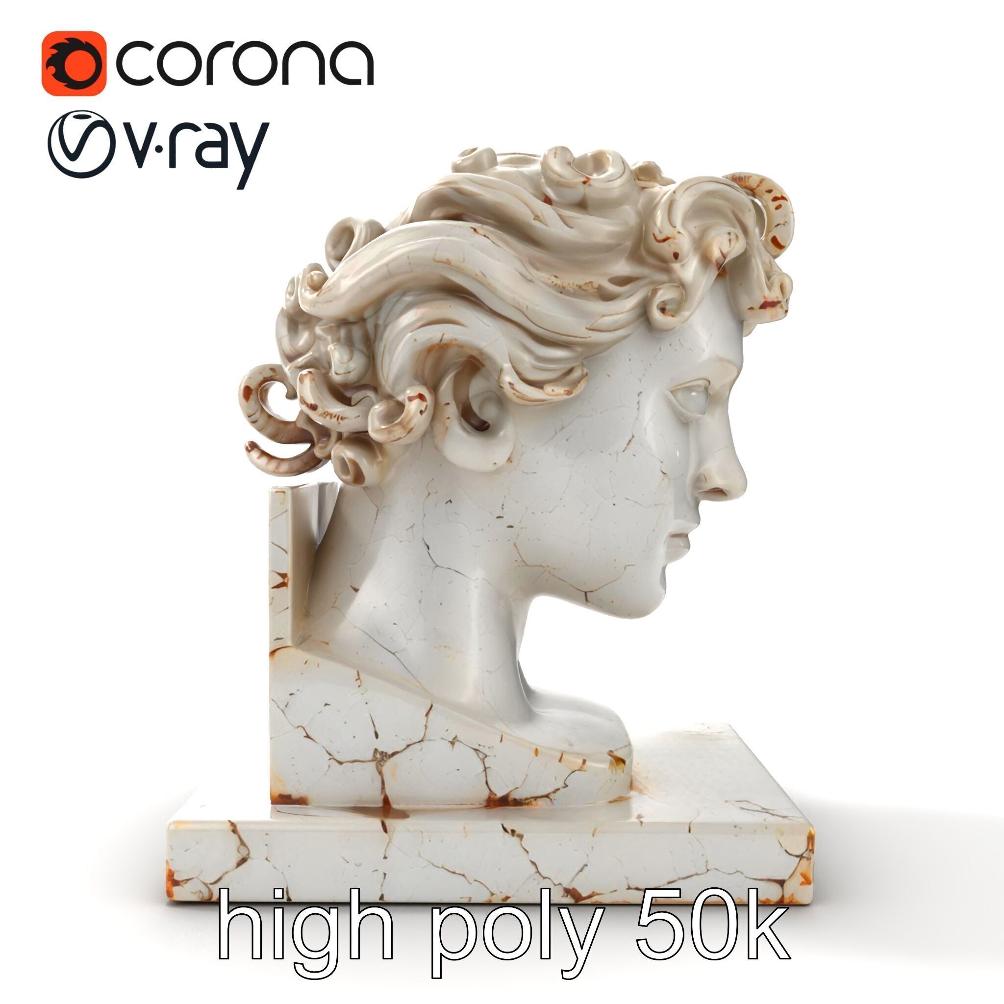 Ancient Greek Marble Bust model pack Low-poly 3D model_19