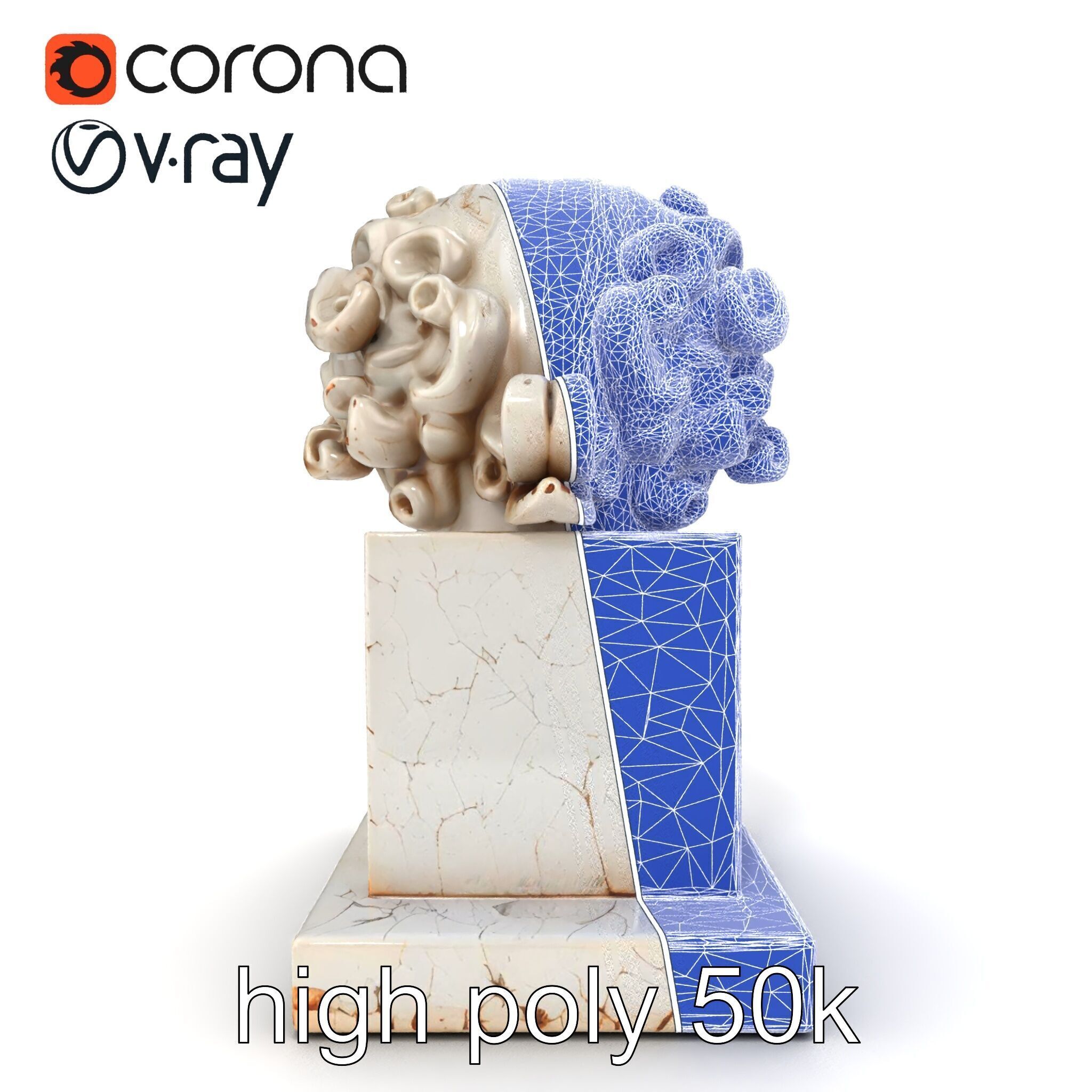 Ancient Greek Marble Bust model pack Low-poly 3D model_25