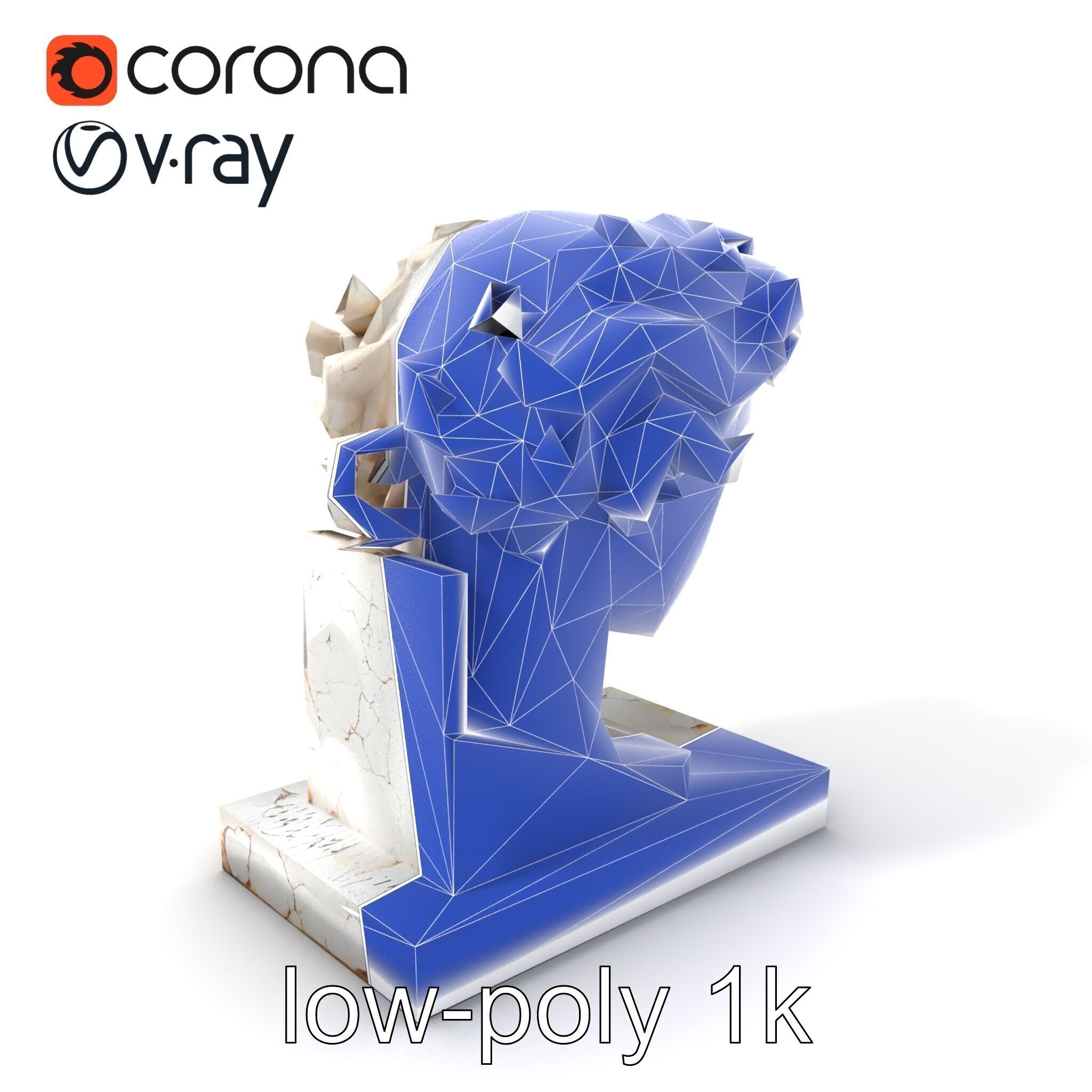 Ancient Greek Marble Bust model pack Low-poly 3D model_7