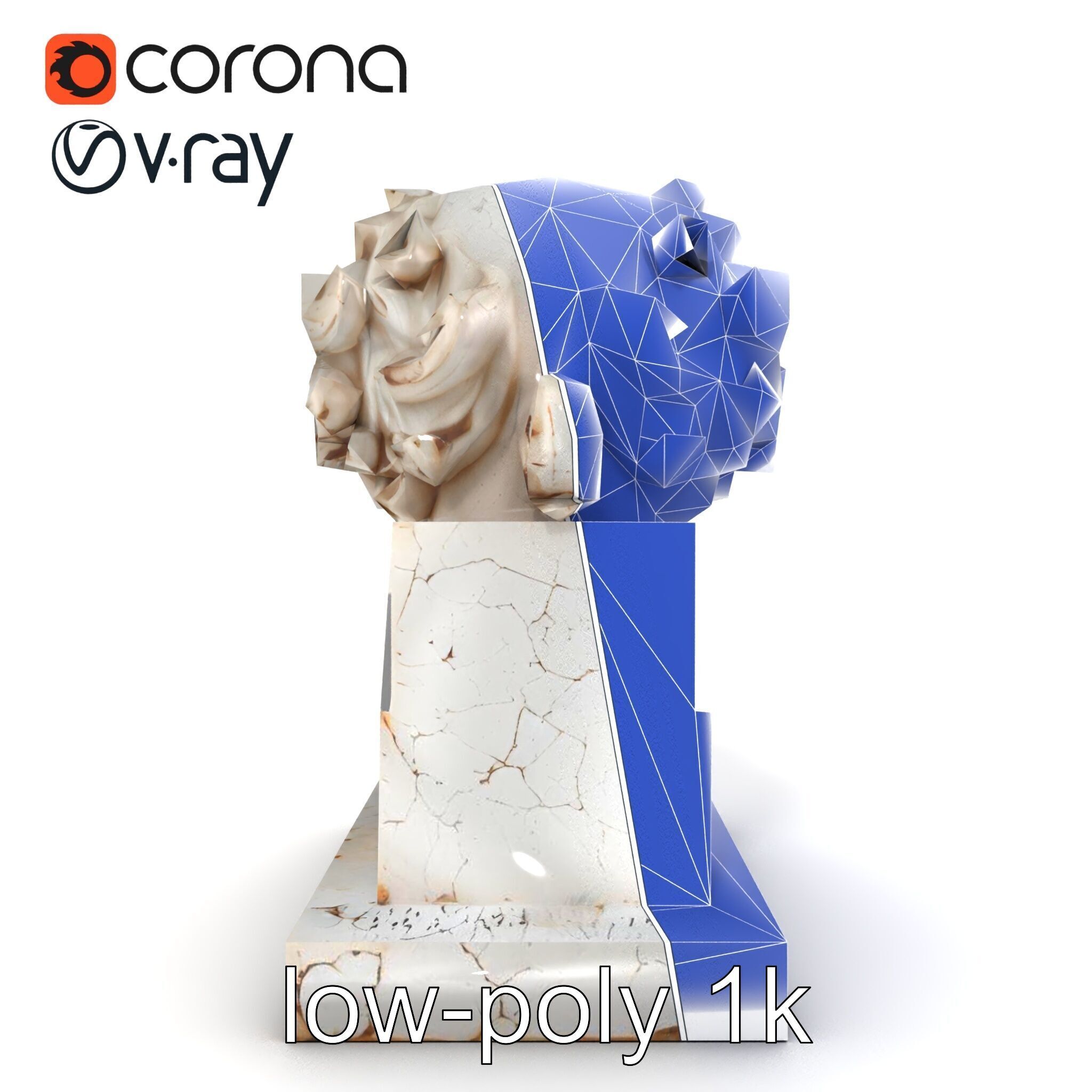 Ancient Greek Marble Bust model pack Low-poly 3D model_15