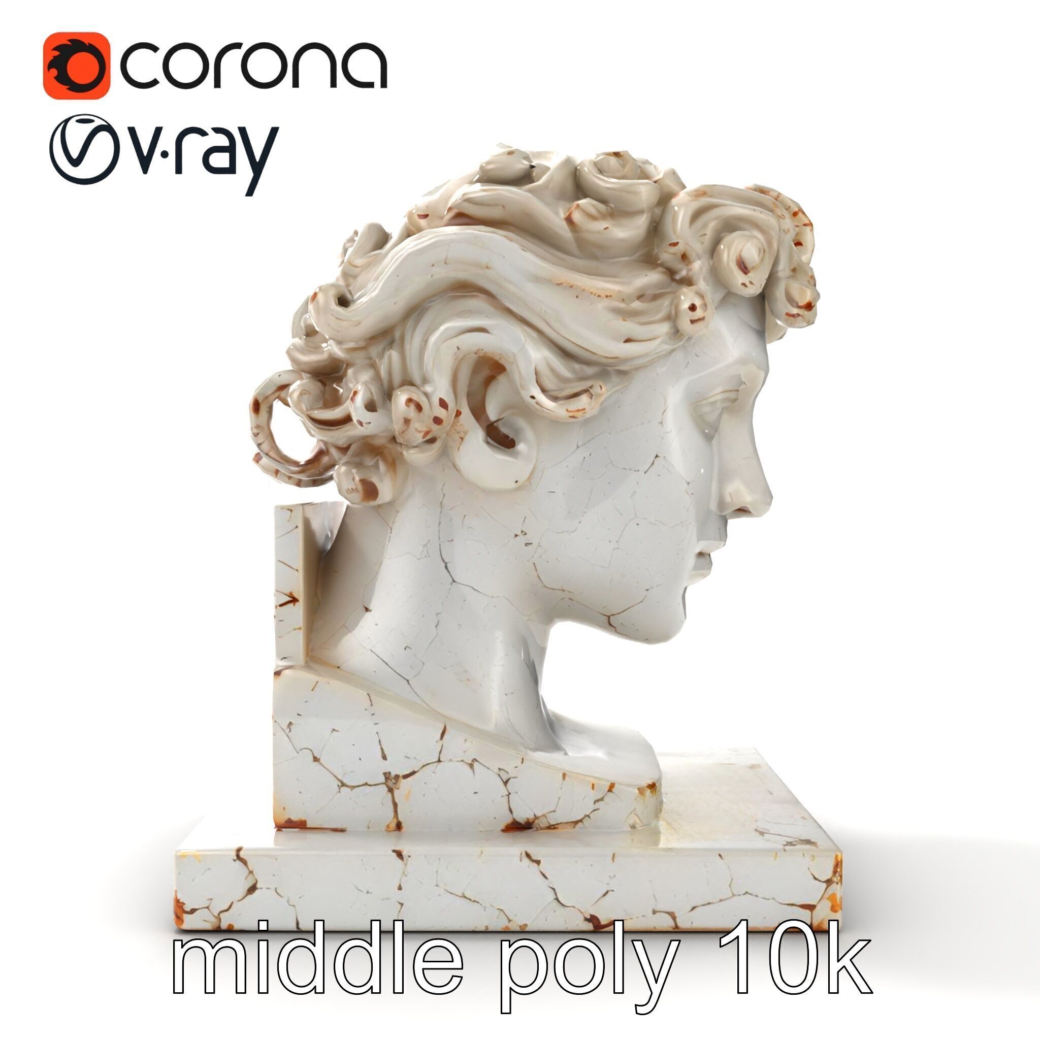 Ancient Greek Marble Bust model pack Low-poly 3D model_32