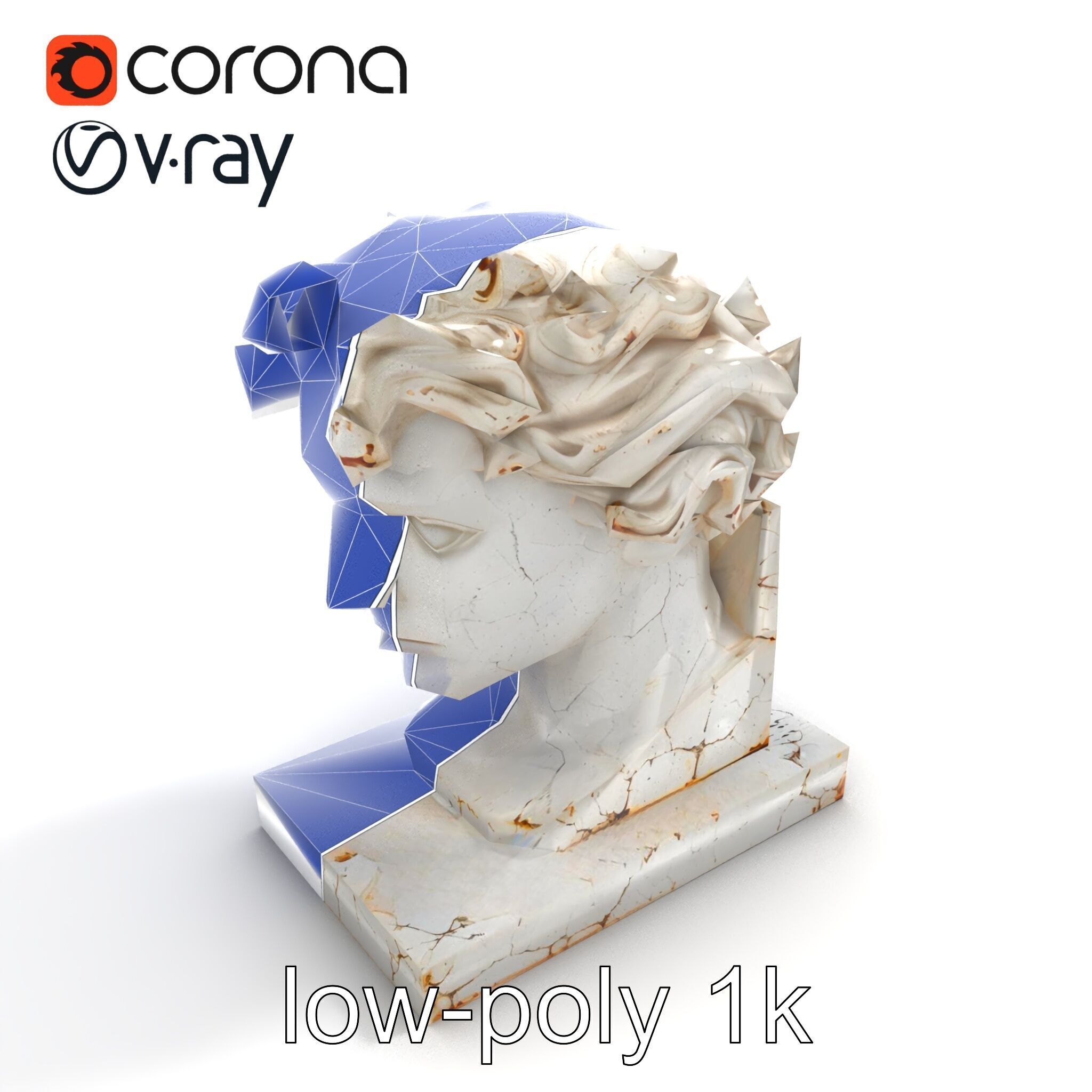 Ancient Greek Marble Bust model pack Low-poly 3D model_17