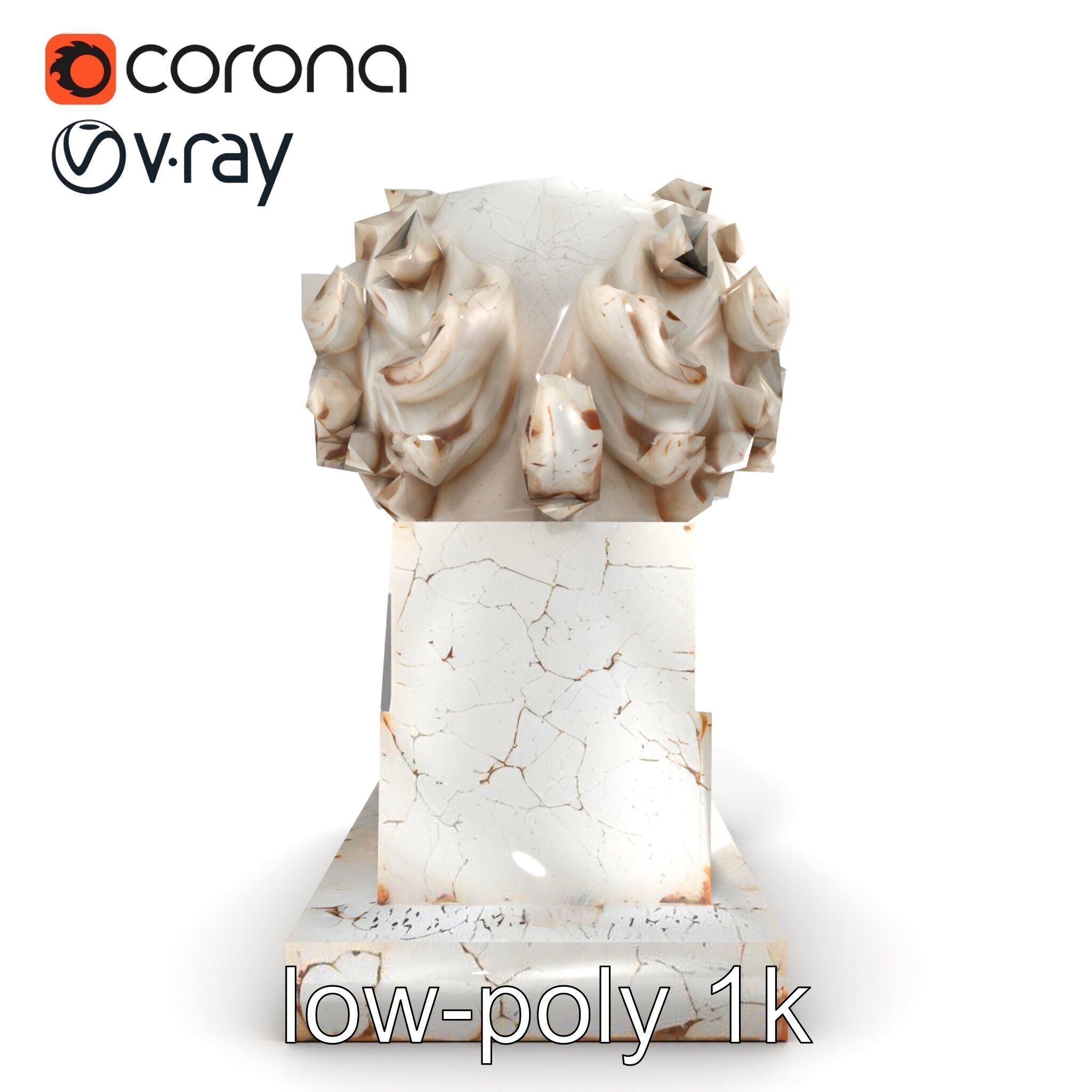 Ancient Greek Marble Bust model pack Low-poly 3D model_14