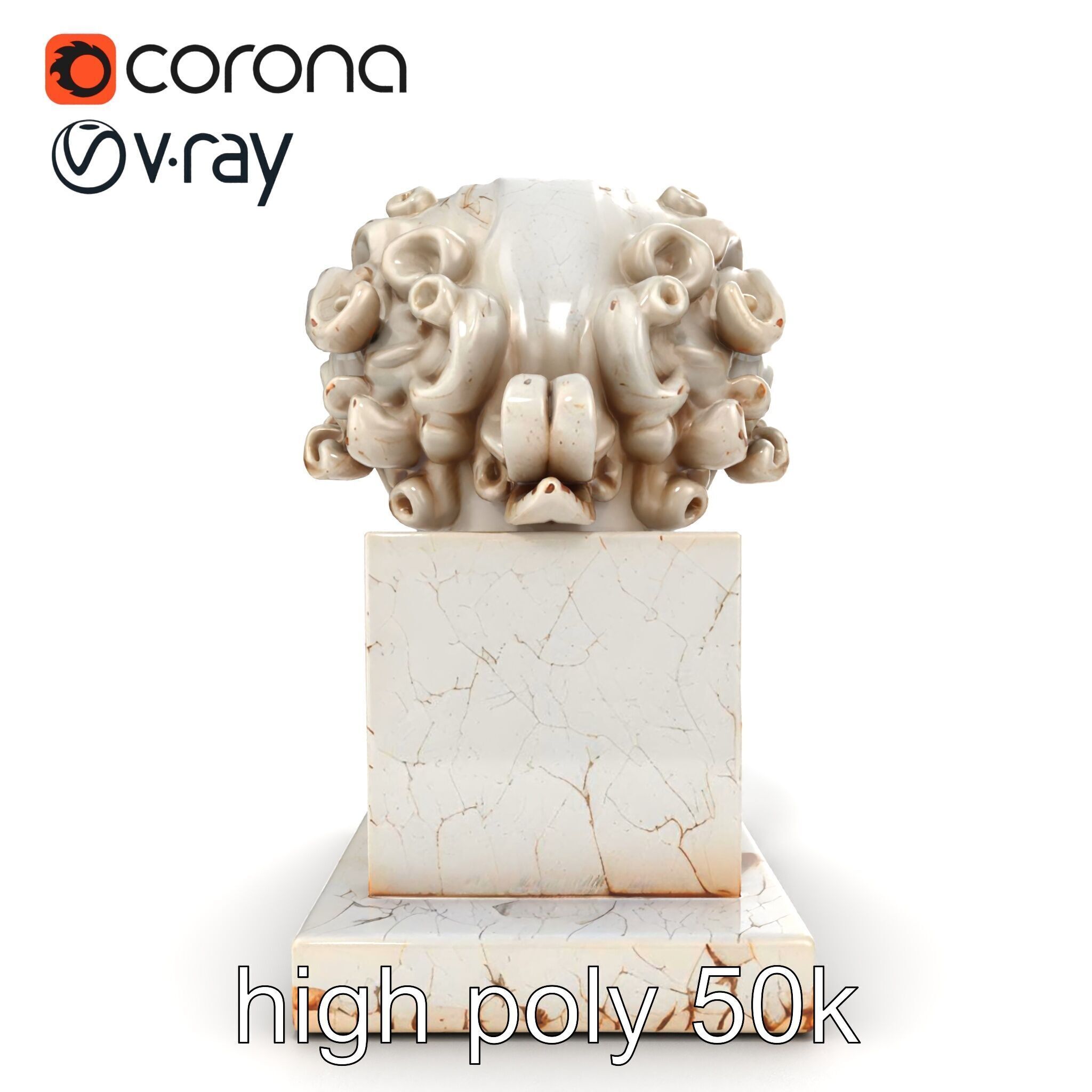 Ancient Greek Marble Bust model pack Low-poly 3D model_12