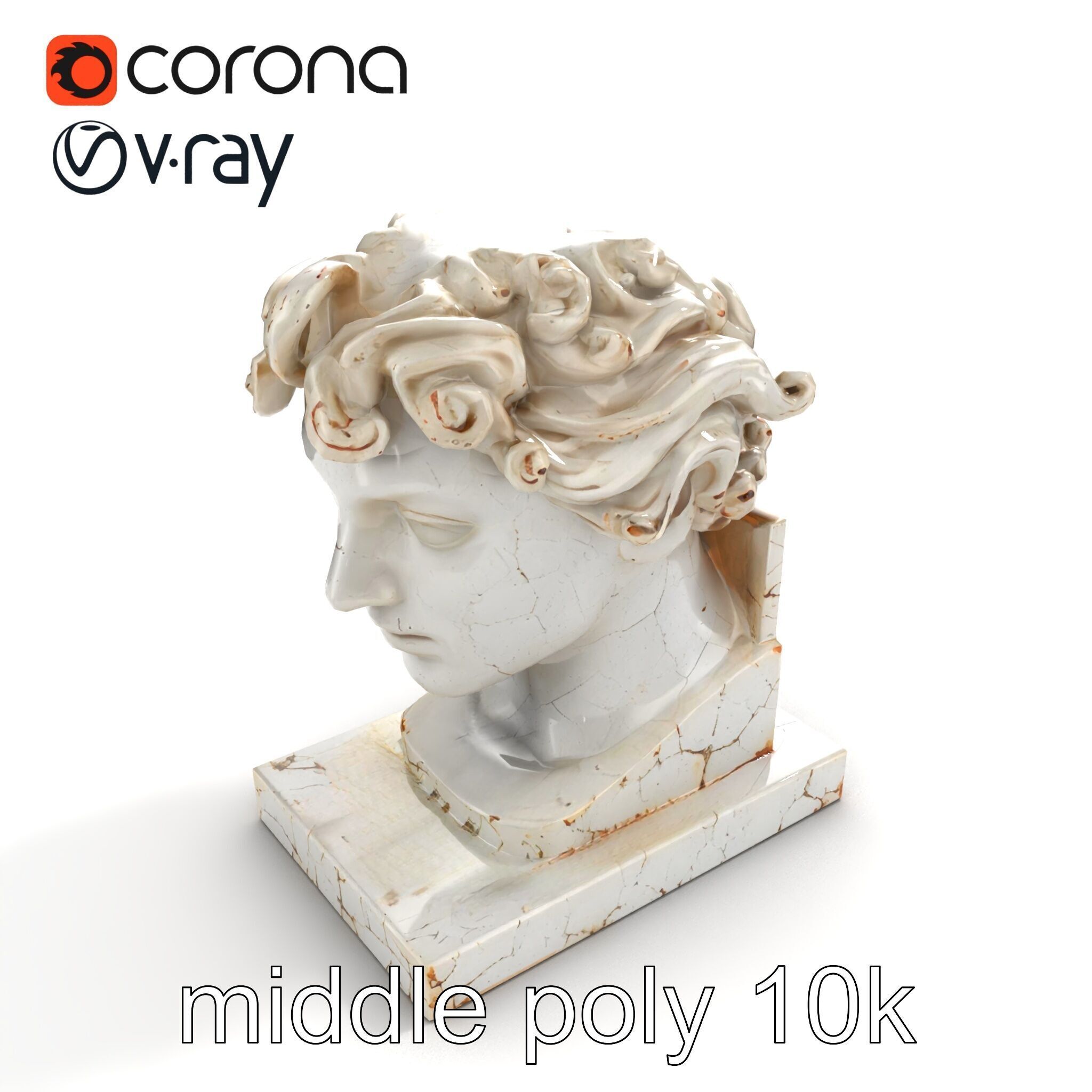 Ancient Greek Marble Bust model pack Low-poly 3D model_8