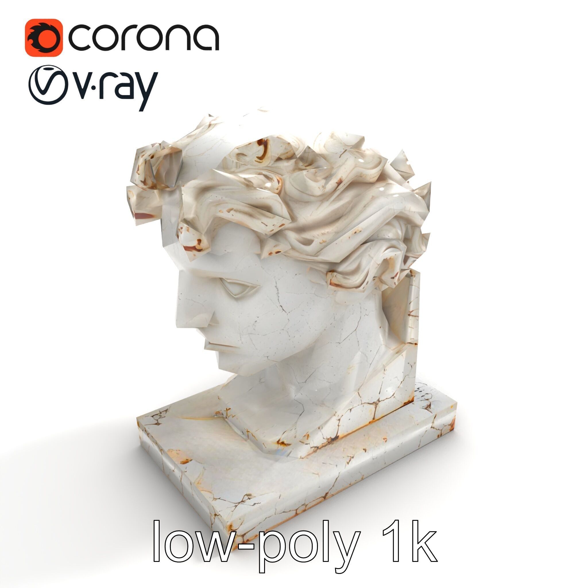 Ancient Greek Marble Bust model pack Low-poly 3D model_9