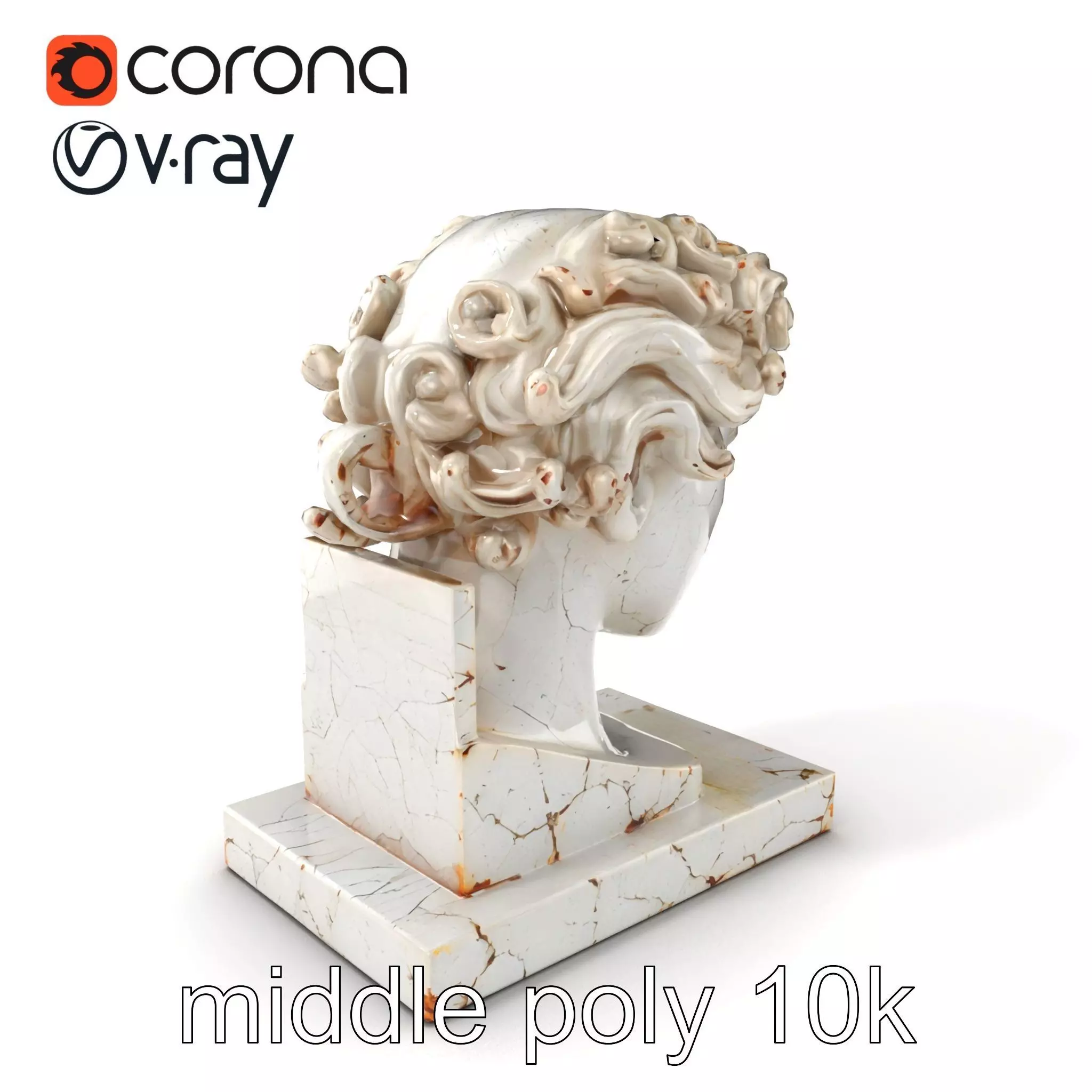 Ancient Greek Marble Bust model pack Low-poly 3D model_0