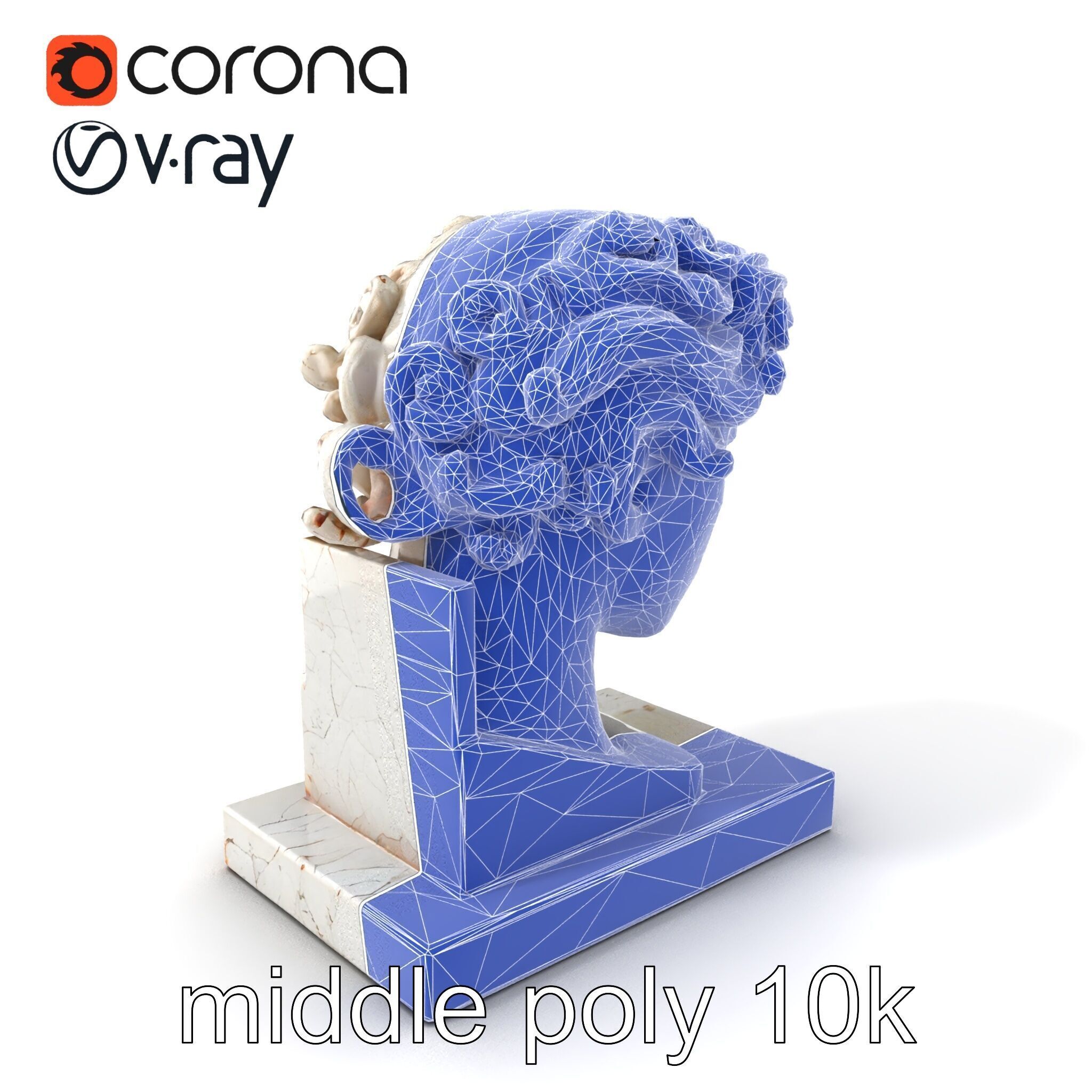 Ancient Greek Marble Bust model pack Low-poly 3D model_6