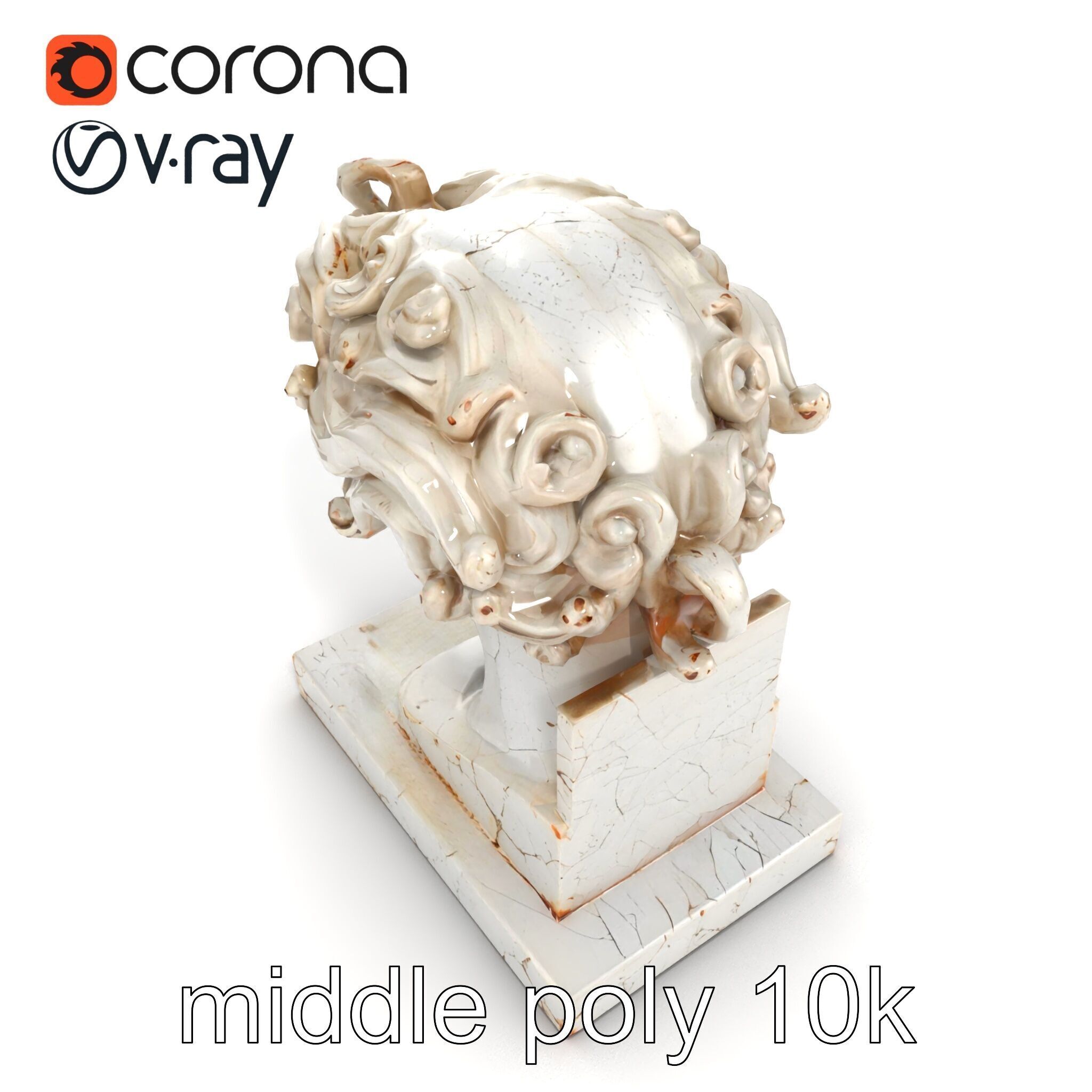 Ancient Greek Marble Bust model pack Low-poly 3D model_13