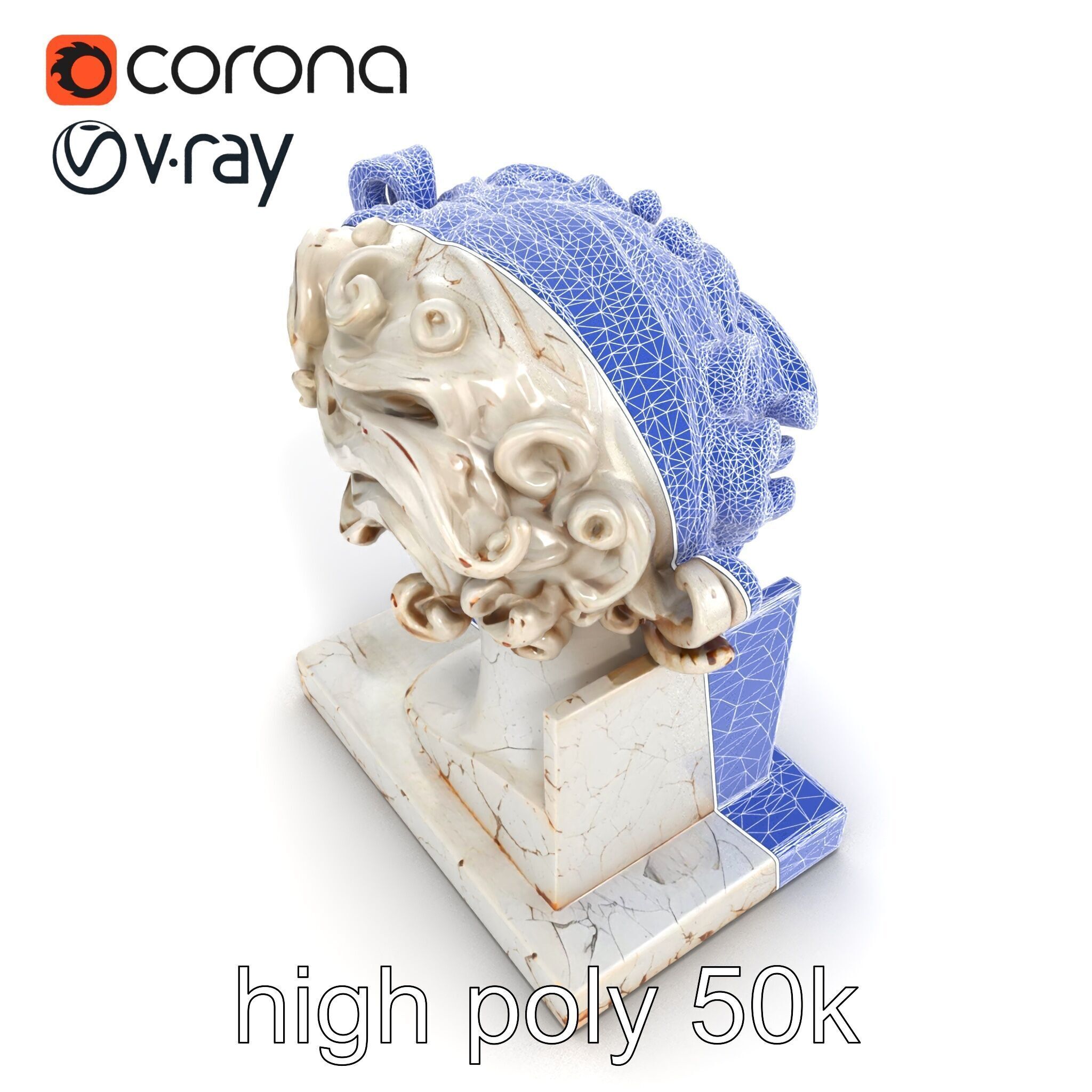 Ancient Greek Marble Bust model pack Low-poly 3D model_26