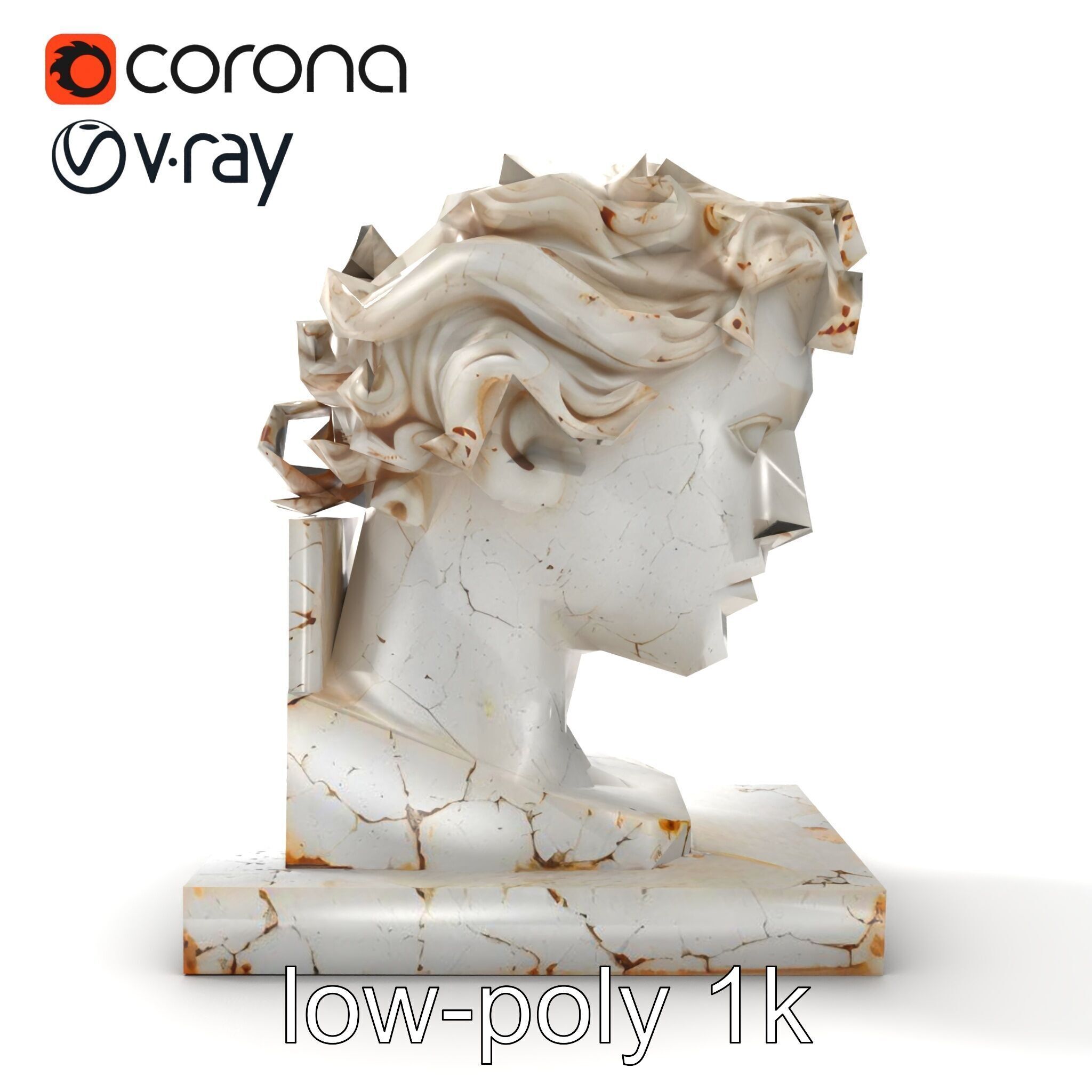 Ancient Greek Marble Bust model pack Low-poly 3D model_16