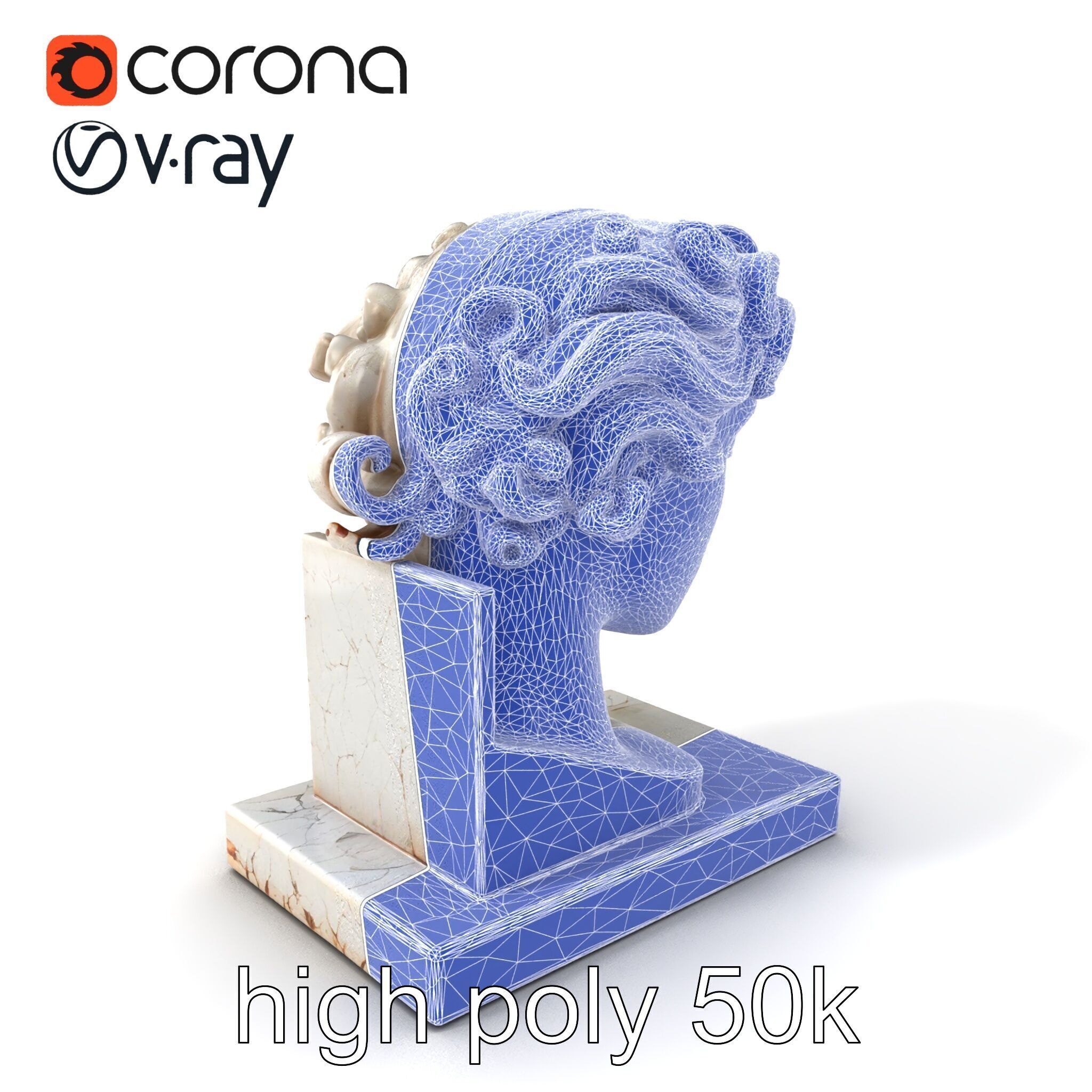 Ancient Greek Marble Bust model pack Low-poly 3D model_10