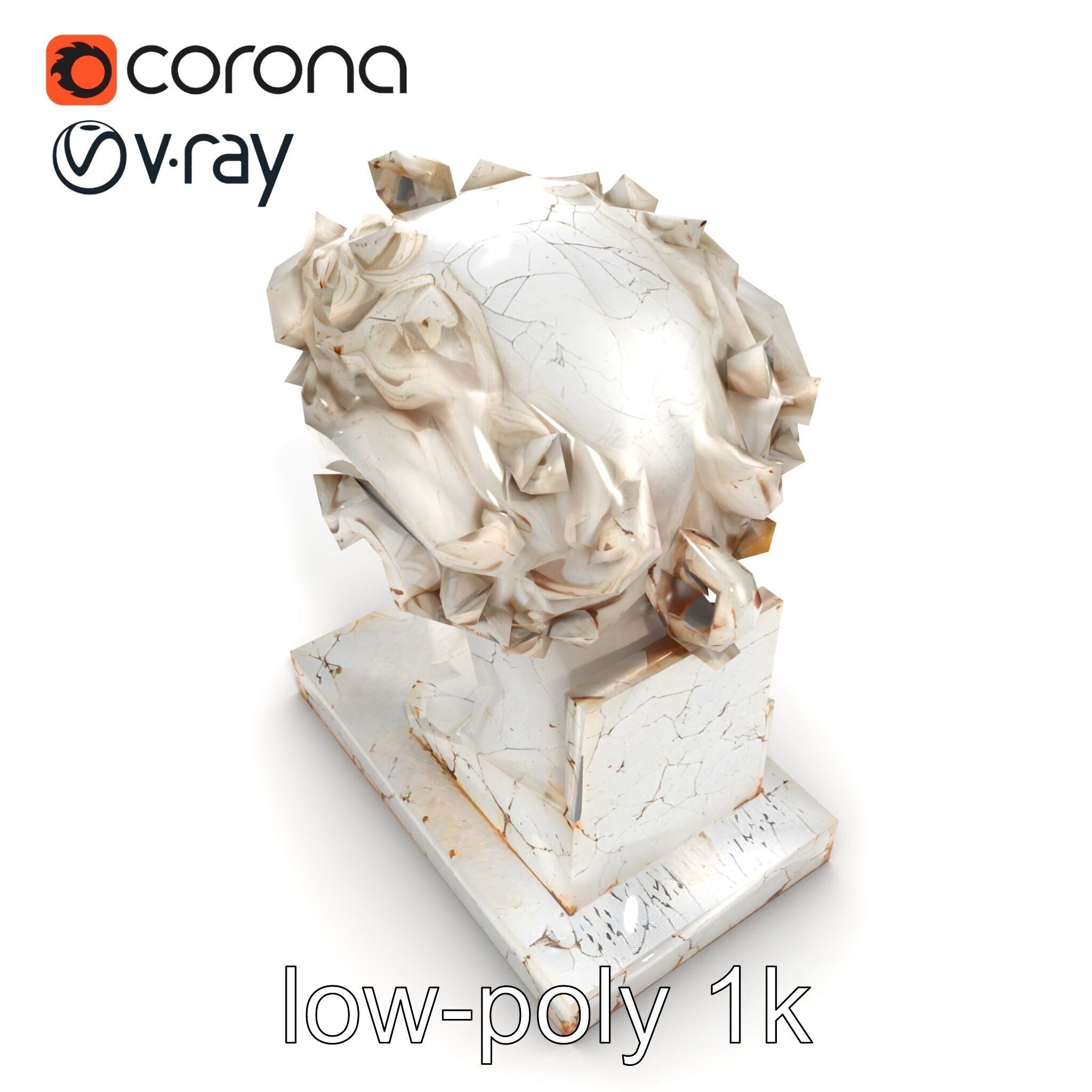 Ancient Greek Marble Bust model pack Low-poly 3D model_21