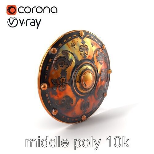Antique Decorative Shield Bronze Engravings model pack Low-poly 3D model