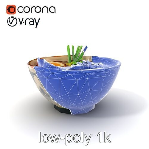 Gourmet Ramen Bowl with Pork and Egg D model pack Low-poly 3D model 7