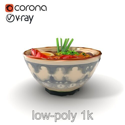 Gourmet Ramen Bowl with Pork and Egg D model pack Low-poly 3D model 5