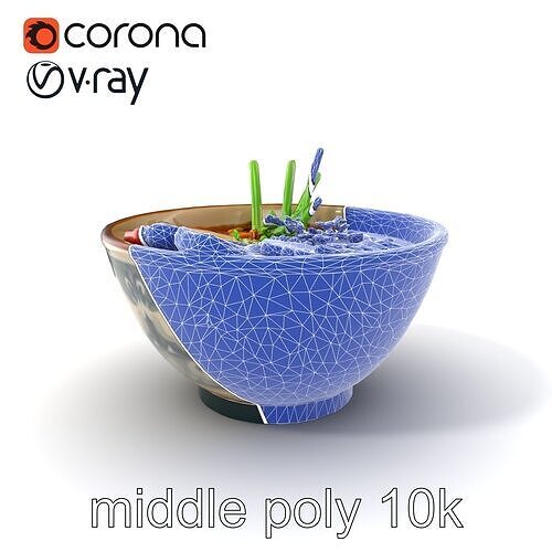 Gourmet Ramen Bowl with Pork and Egg D model pack Low-poly 3D model 6