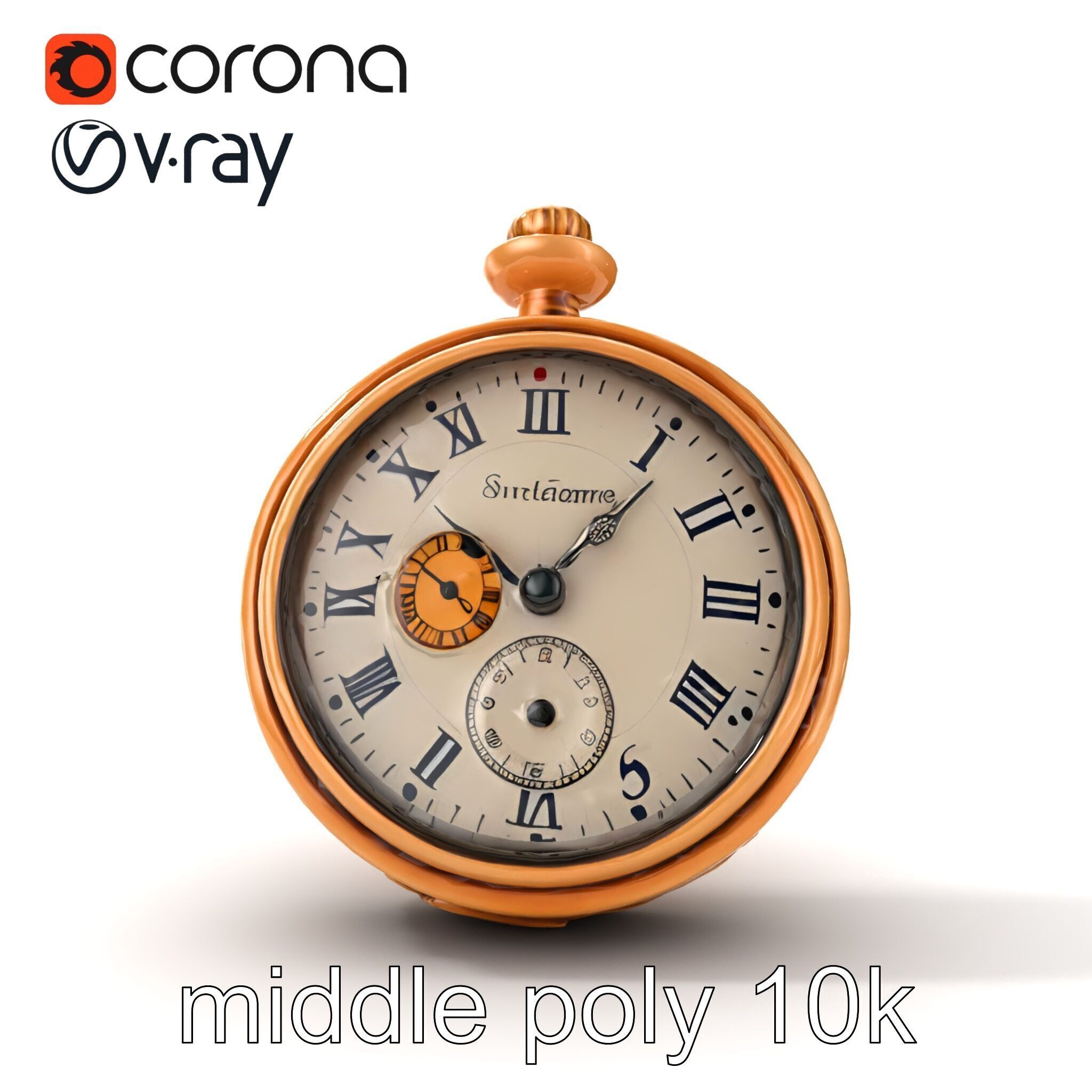 Antique Pocket Watch Intricate Metalwork Model Pack Low-poly 3D model_25