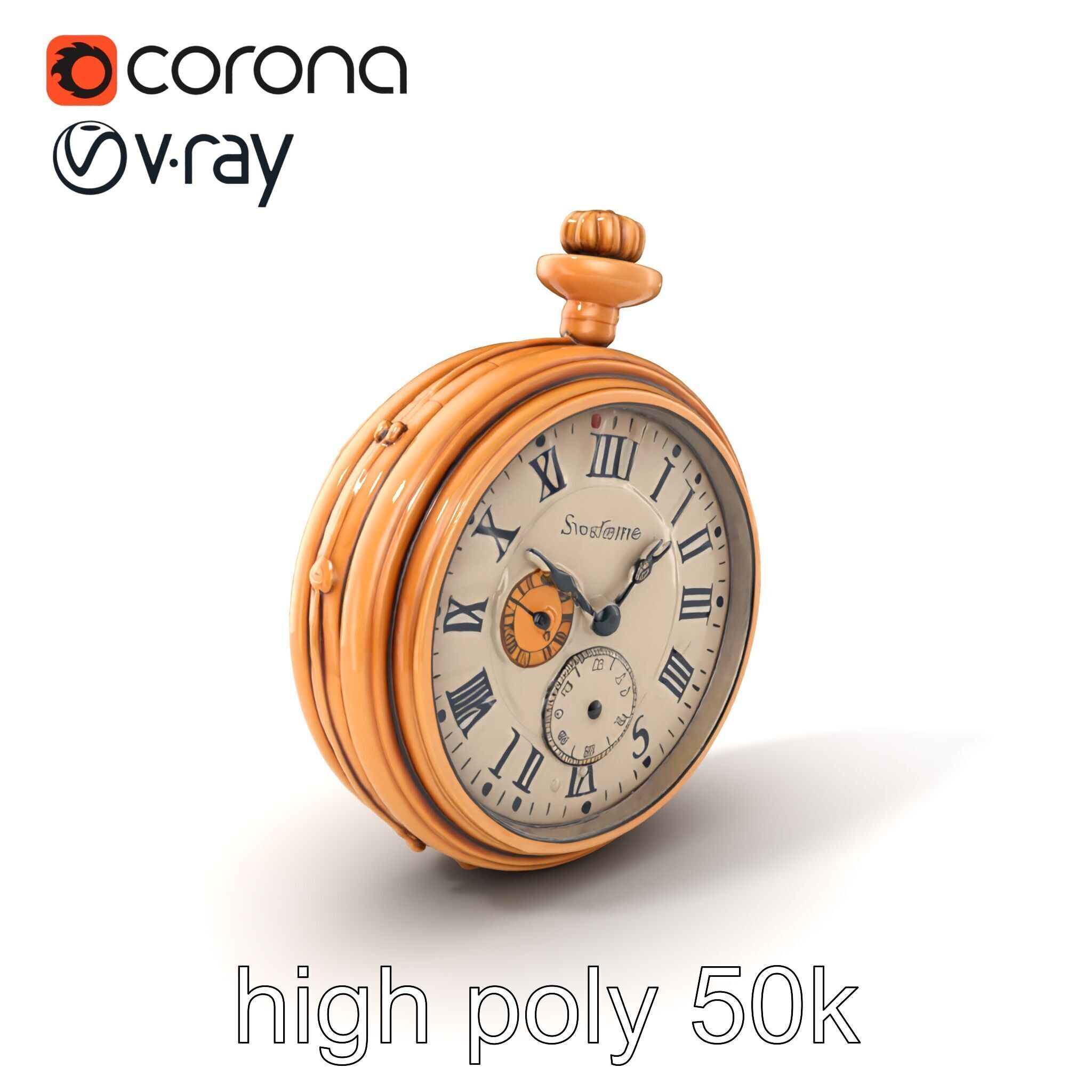 Antique Pocket Watch Intricate Metalwork Model Pack Low-poly 3D model_2