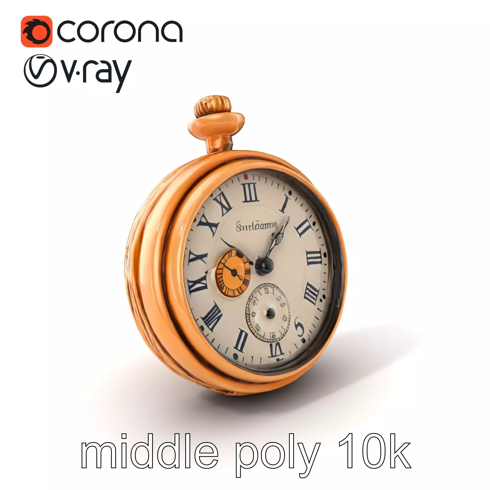 Antique Pocket Watch Intricate Metalwork Model Pack Low-poly 3D model_0