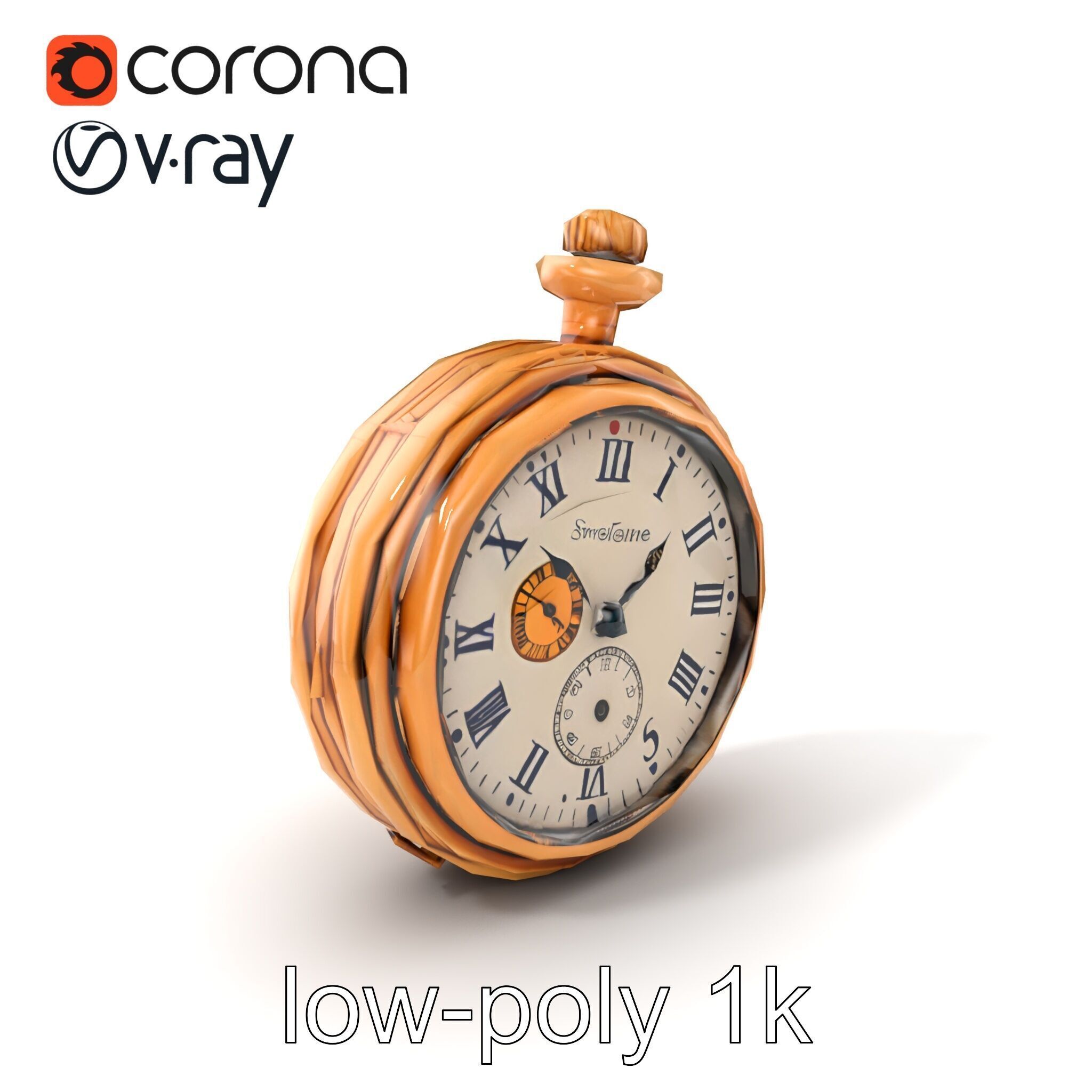 Antique Pocket Watch Intricate Metalwork Model Pack Low-poly 3D model_5