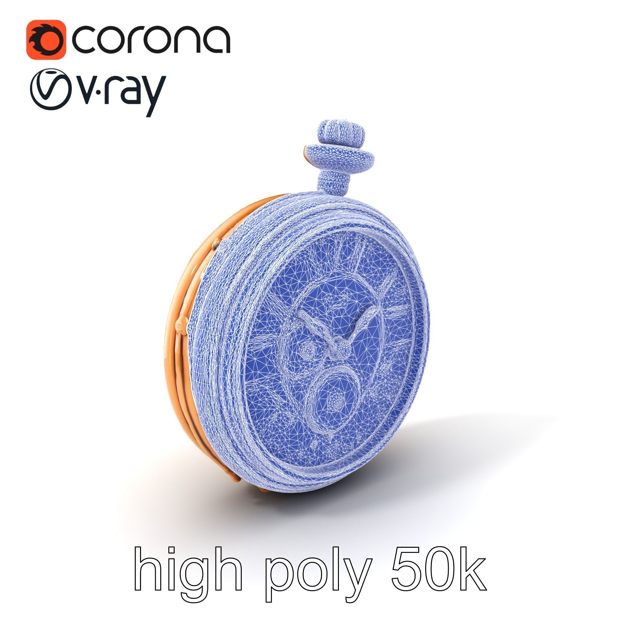 Antique Pocket Watch Intricate Metalwork Model Pack Low-poly 3D model_10