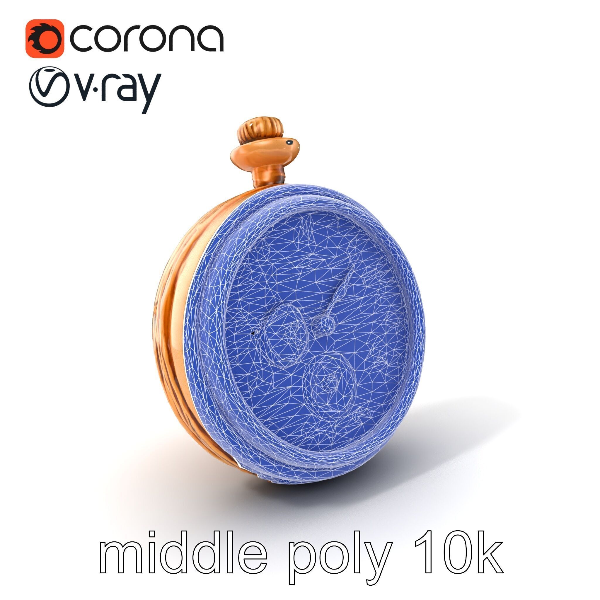 Antique Pocket Watch Intricate Metalwork Model Pack Low-poly 3D model_6