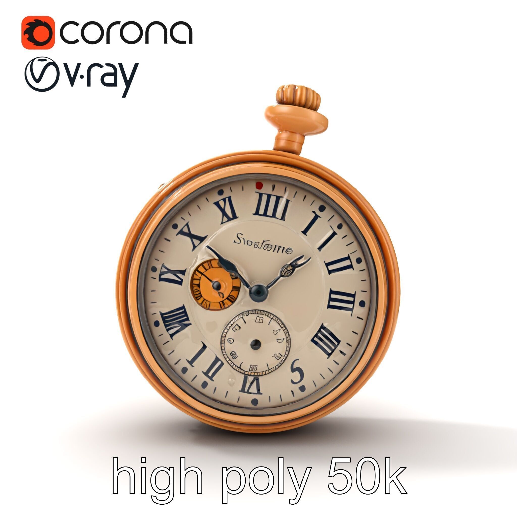 Antique Pocket Watch Intricate Metalwork Model Pack Low-poly 3D model_11