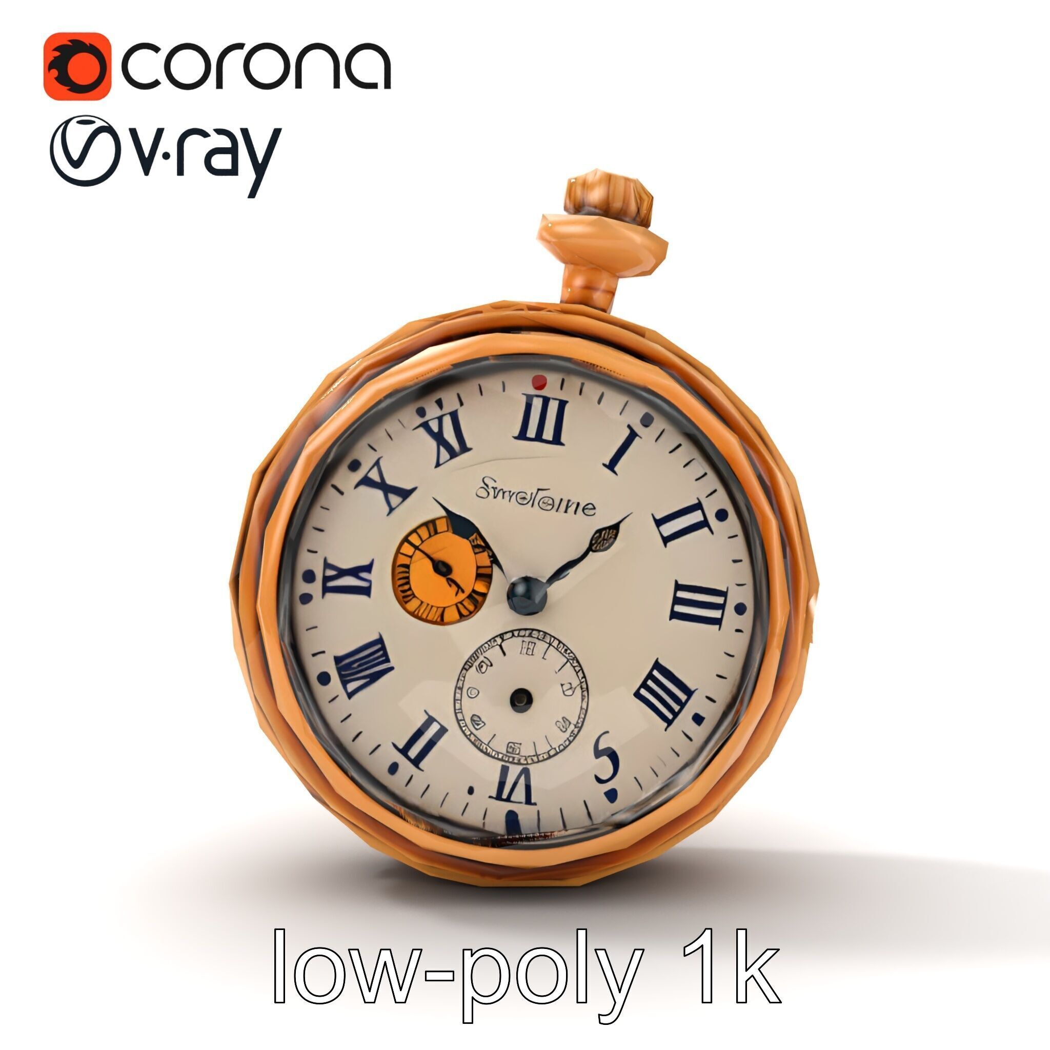 Antique Pocket Watch Intricate Metalwork Model Pack Low-poly 3D model_21