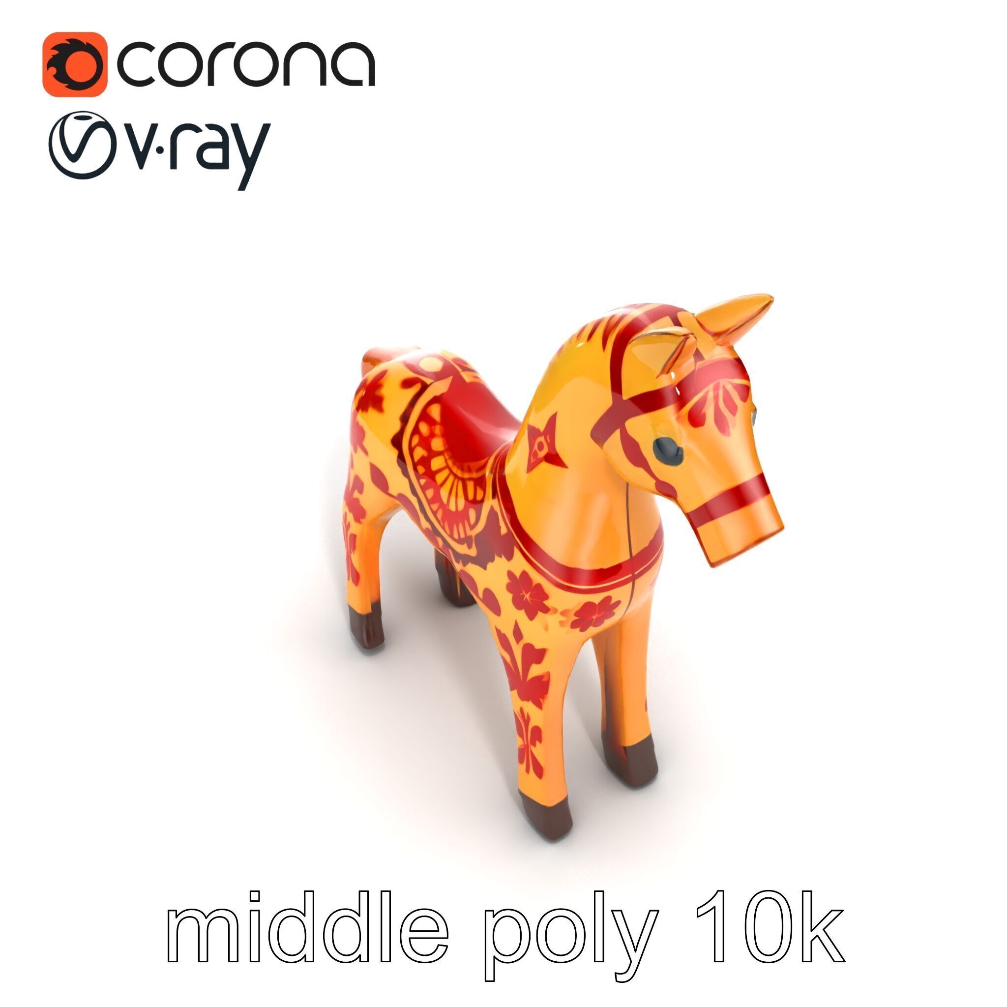 Traditional Swedish Dala Horse model pack Low-poly 3D model_14