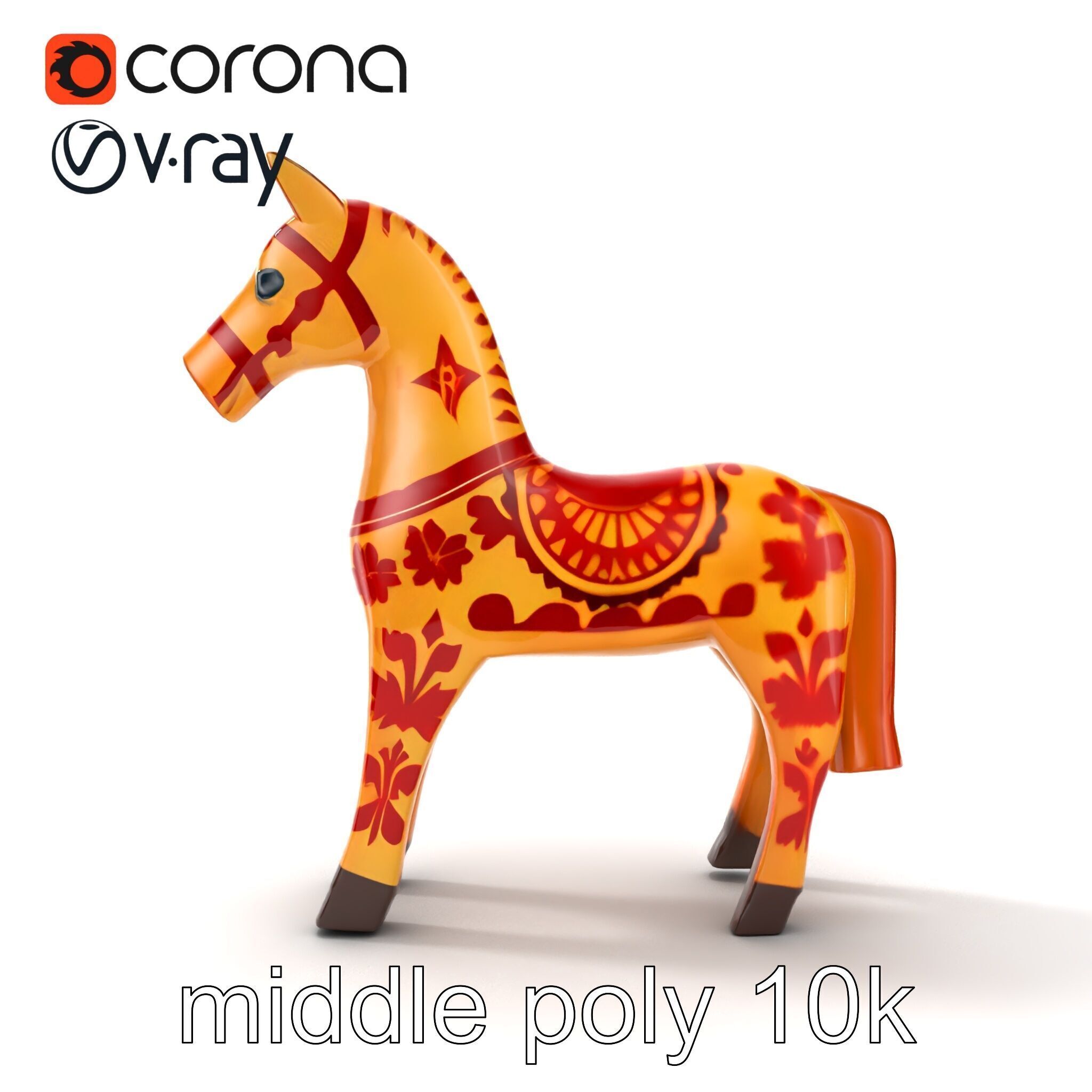 Traditional Swedish Dala Horse model pack Low-poly 3D model_12