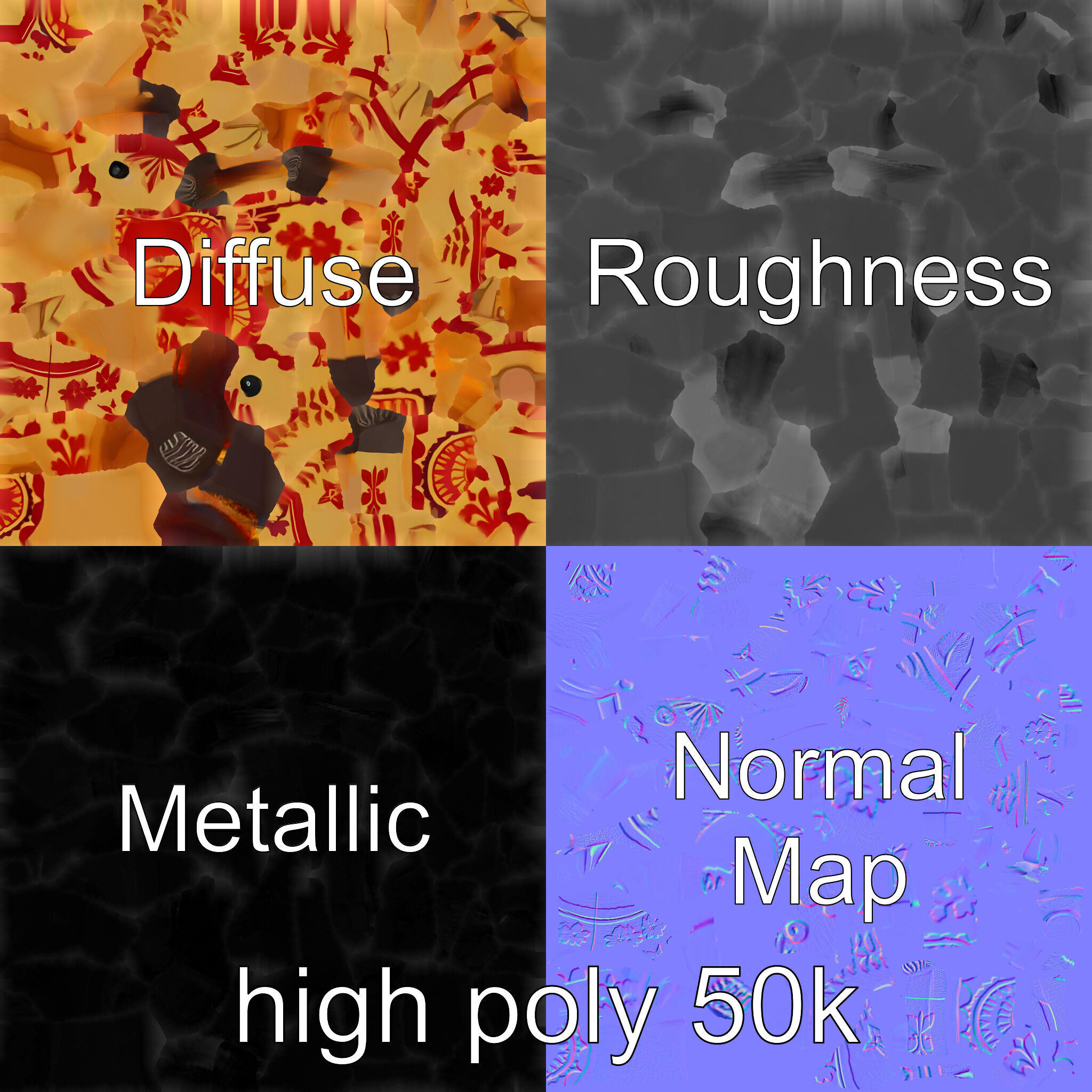 Traditional Swedish Dala Horse model pack Low-poly 3D model_3