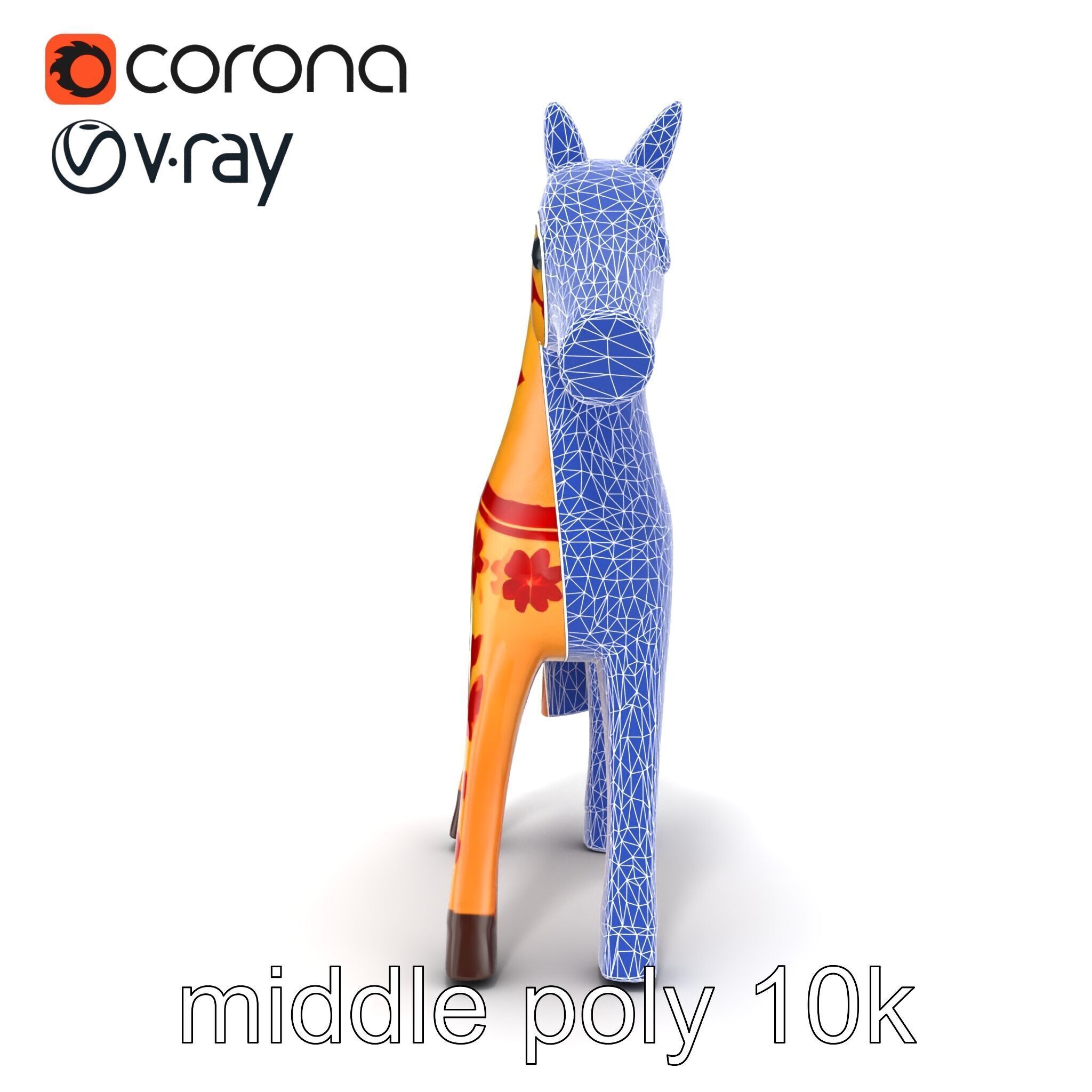 Traditional Swedish Dala Horse model pack Low-poly 3D model_17