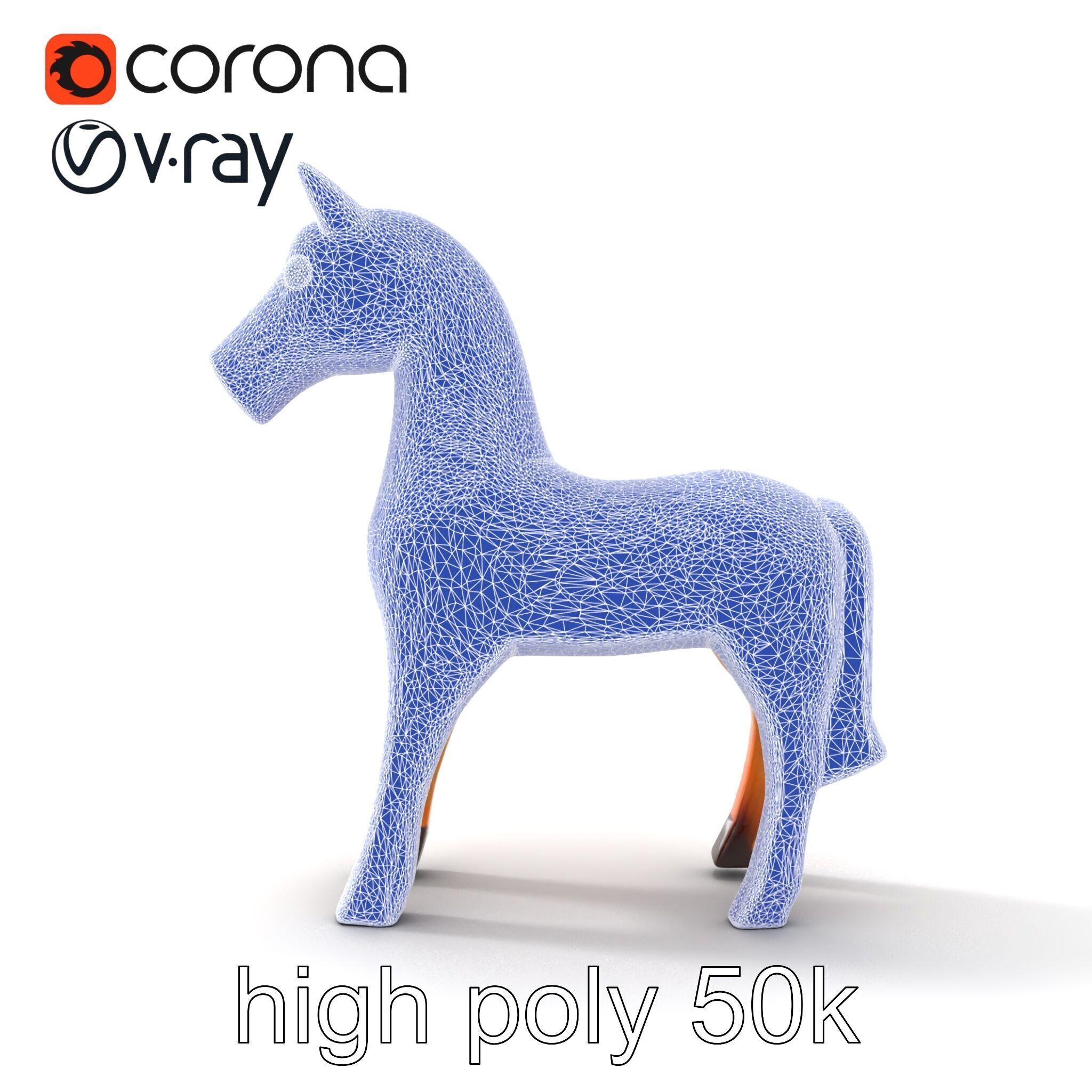 Traditional Swedish Dala Horse model pack Low-poly 3D model_30