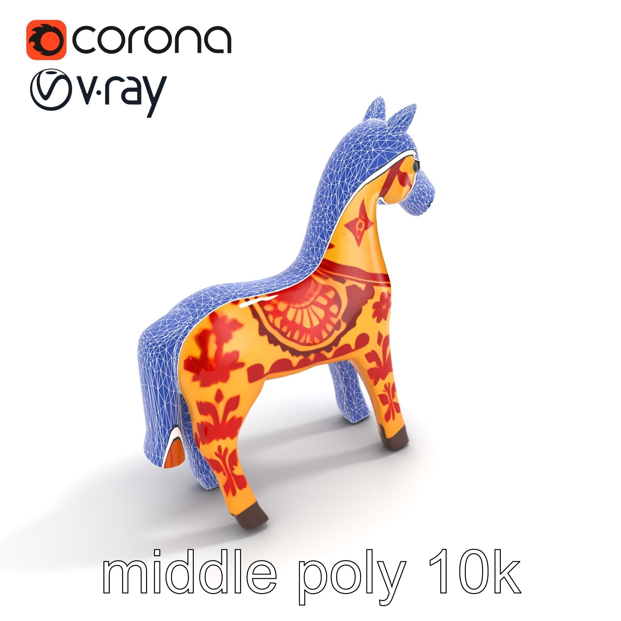 Traditional Swedish Dala Horse model pack Low-poly 3D model_11