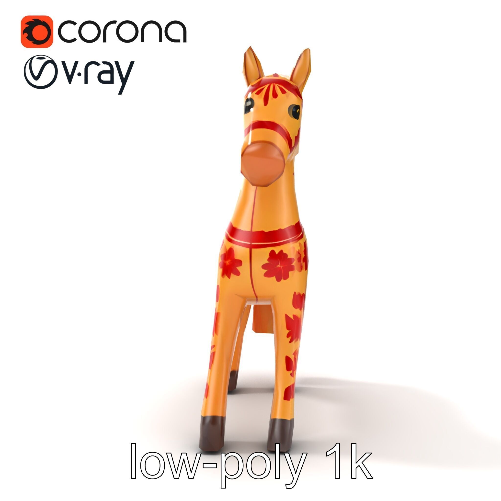 Traditional Swedish Dala Horse model pack Low-poly 3D model_19