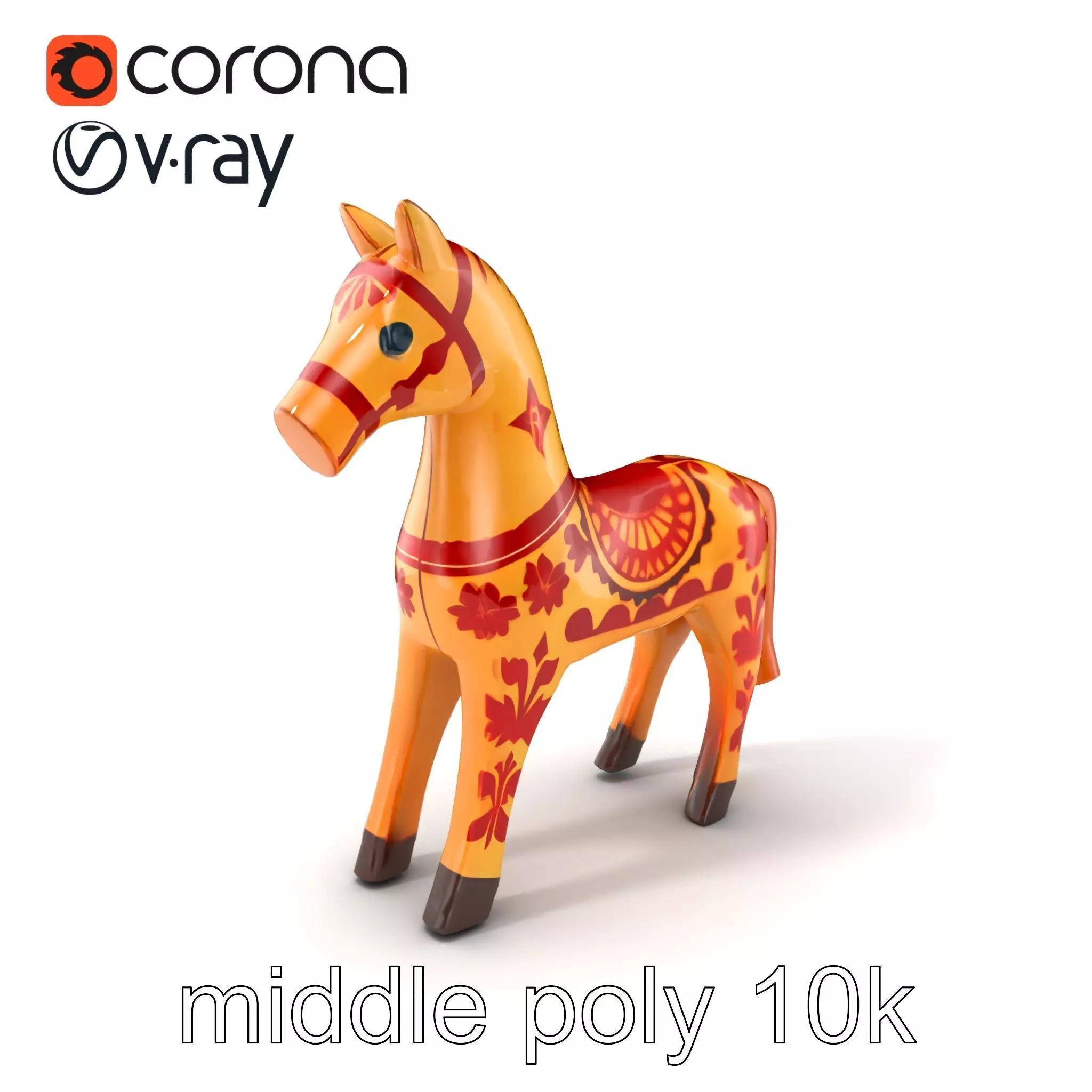 Traditional Swedish Dala Horse model pack Low-poly 3D model_0