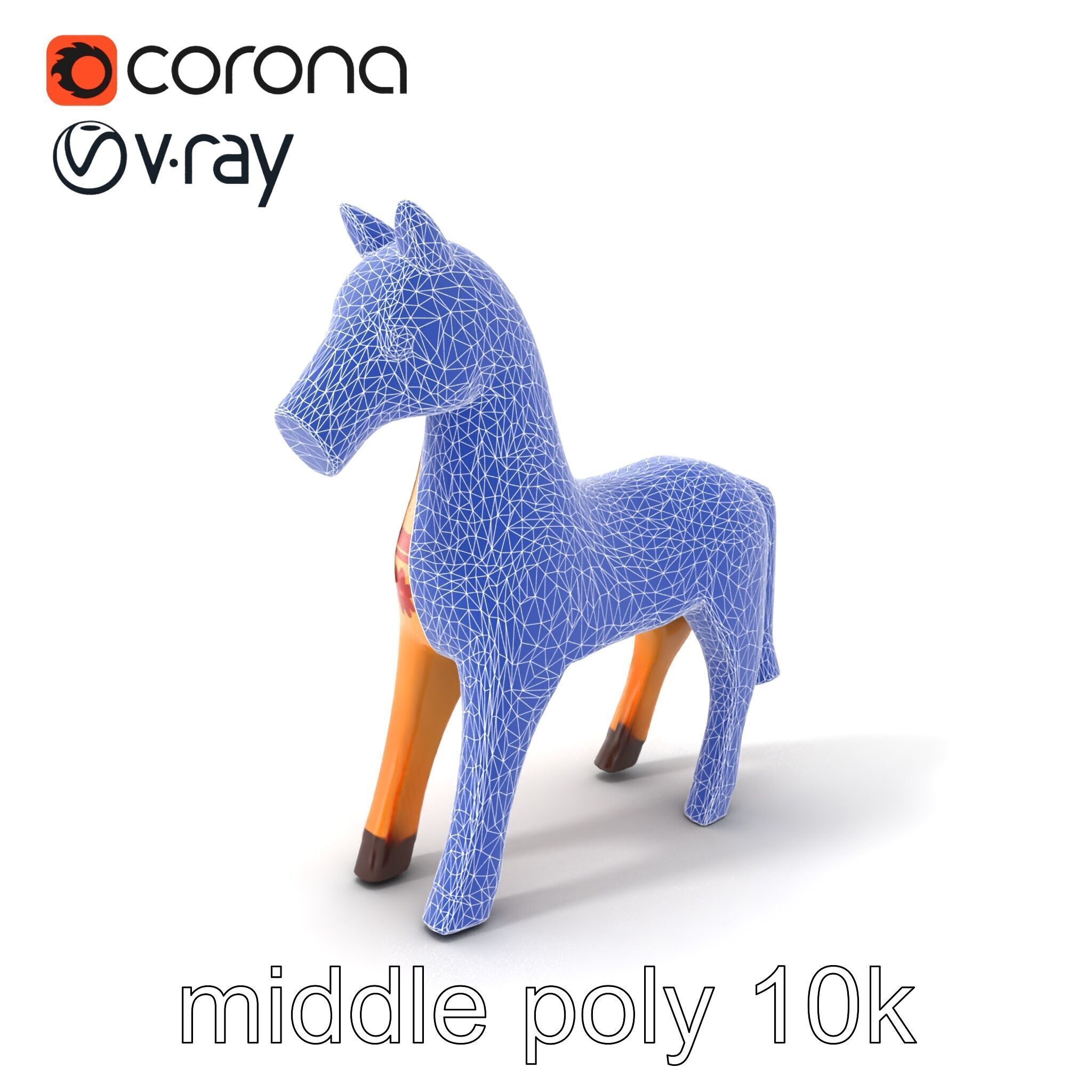 Traditional Swedish Dala Horse model pack Low-poly 3D model_6