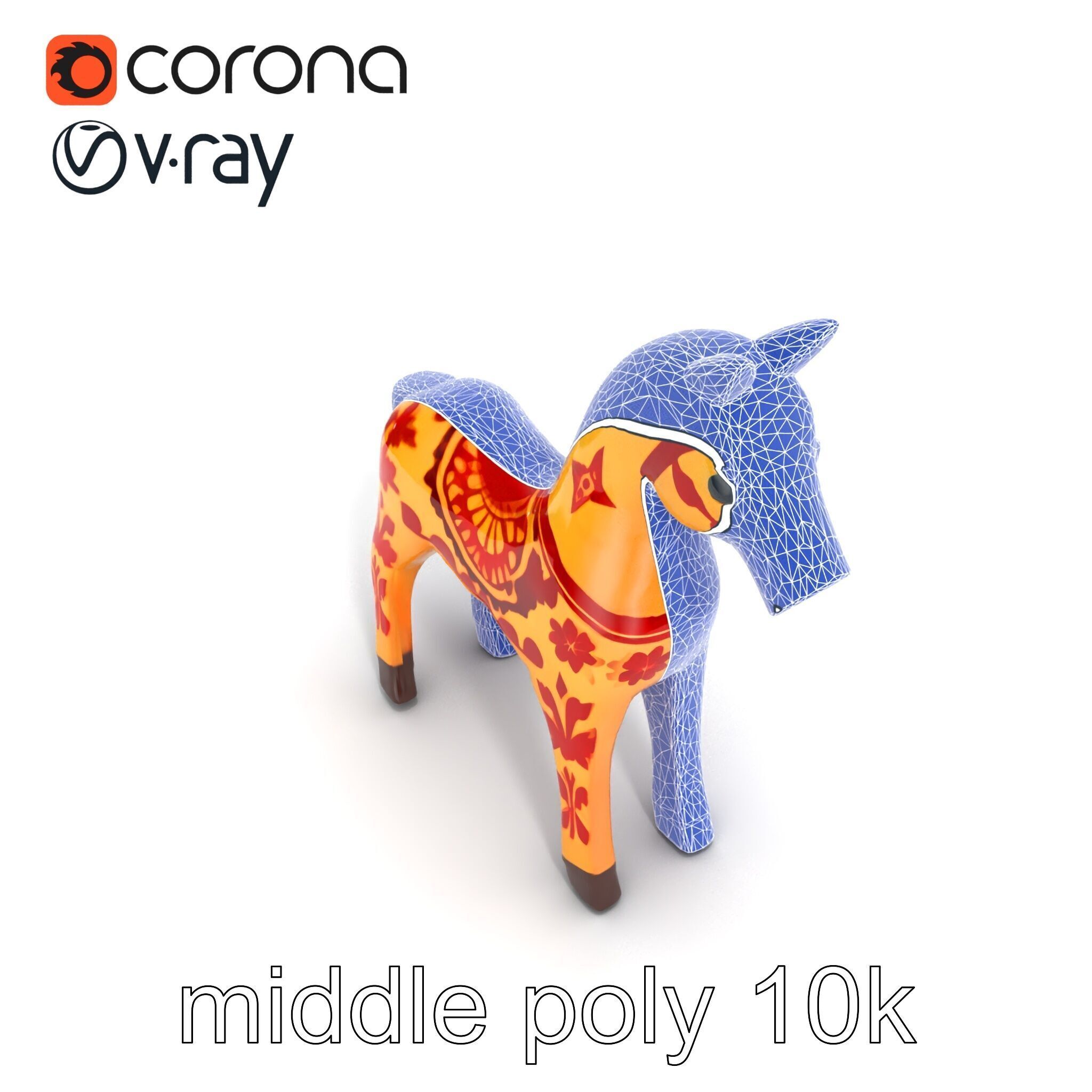 Traditional Swedish Dala Horse model pack Low-poly 3D model_25